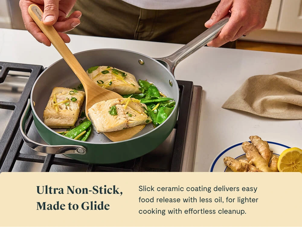 Ceramic Sauté Pan - Stovetop Lifestyle - Ultra Non Stick Made to Glide