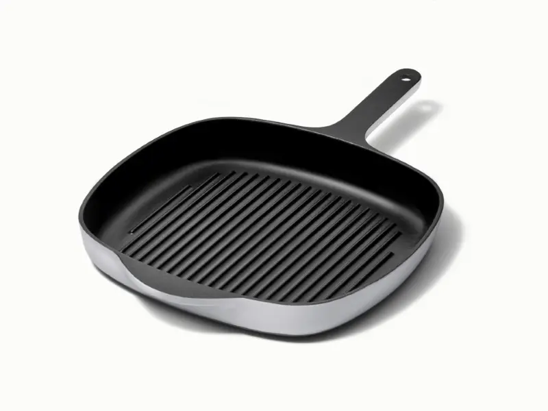 Enameled Cast Iron Grill Pan - Gray - Hero