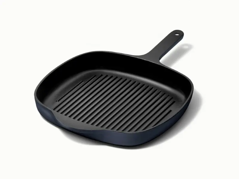 Enameled Cast Iron Grill Pan - Midnight Blue - Hero