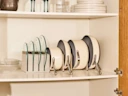 Lid Organizer - Gray - In Cupboard with Cream Cookware