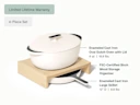 Large Enameled Cast Iron Duo - Cream - Detail