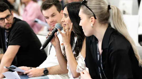 A marketer asks a question at Cannes Lions