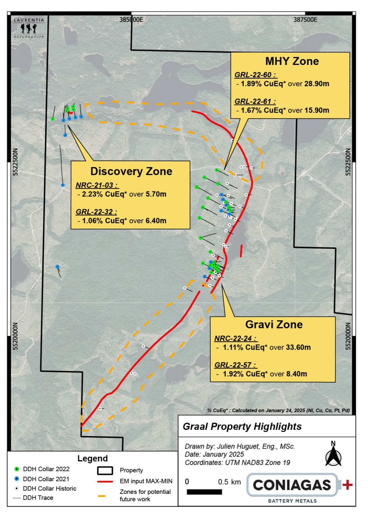 Laurentia Exploration Engaged for Drill Program on its near surface and extensive Ni-Cu-Co-PGM Massive Sulfide Mineralization Zones at Graal