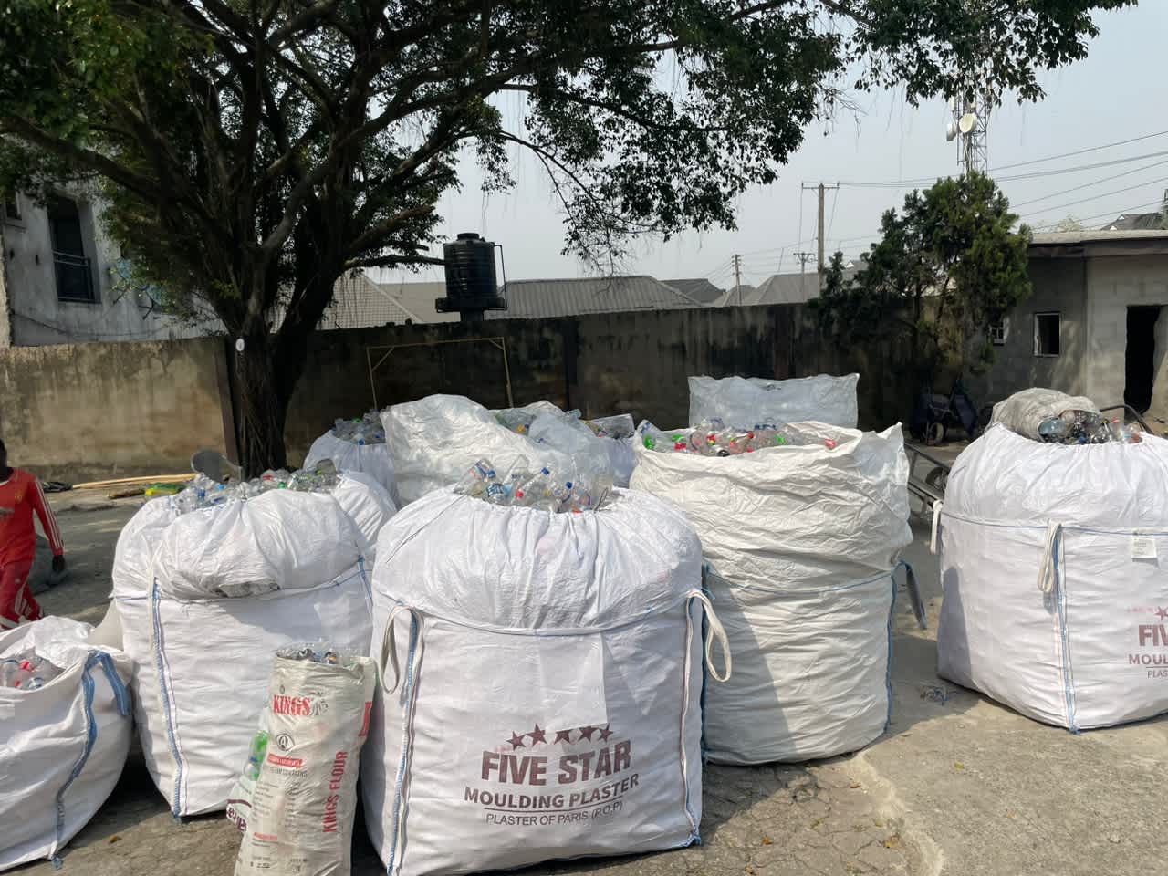 The plastics are sorted and bagged.