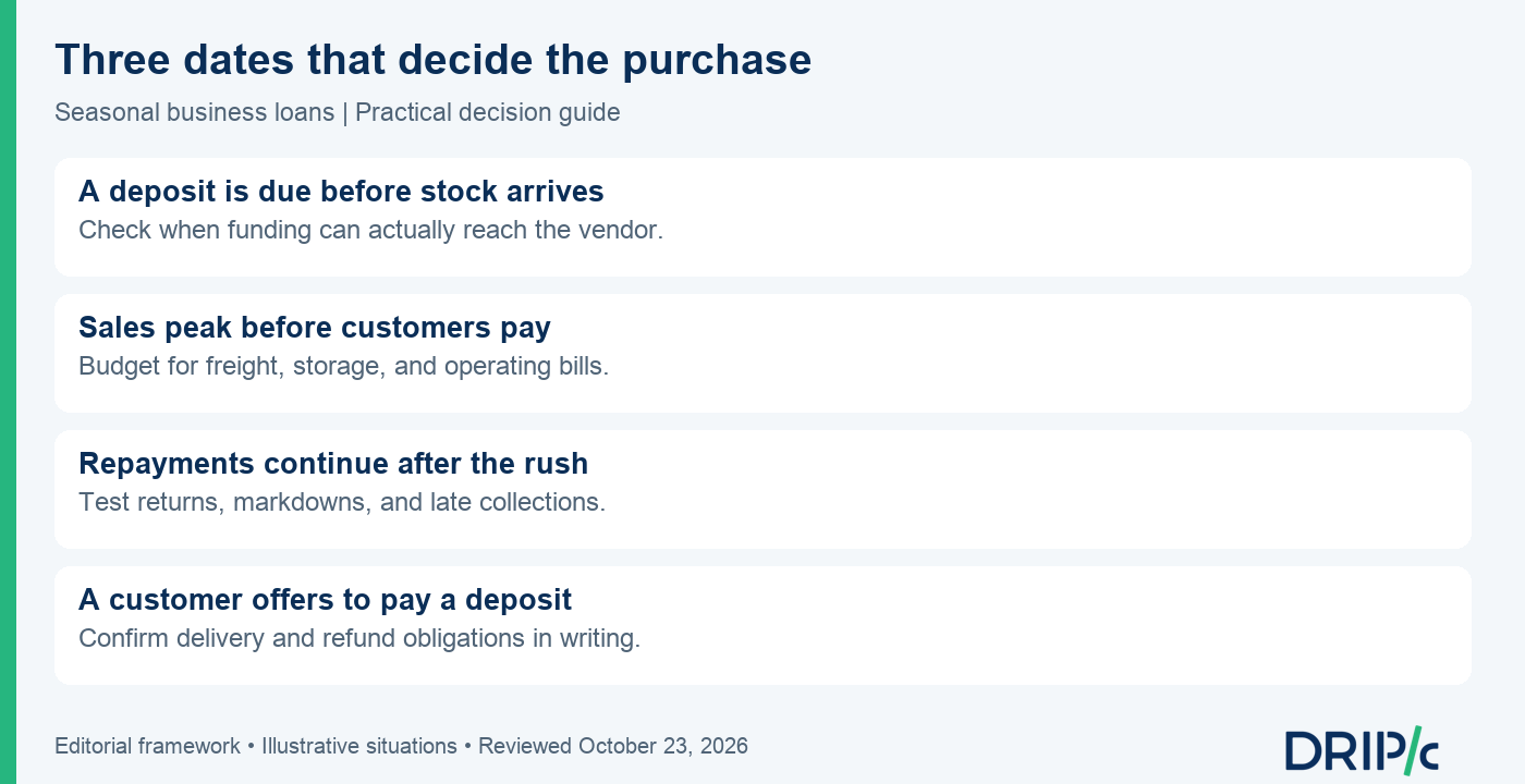 seasonal business loans: Three dates that decide the purchase