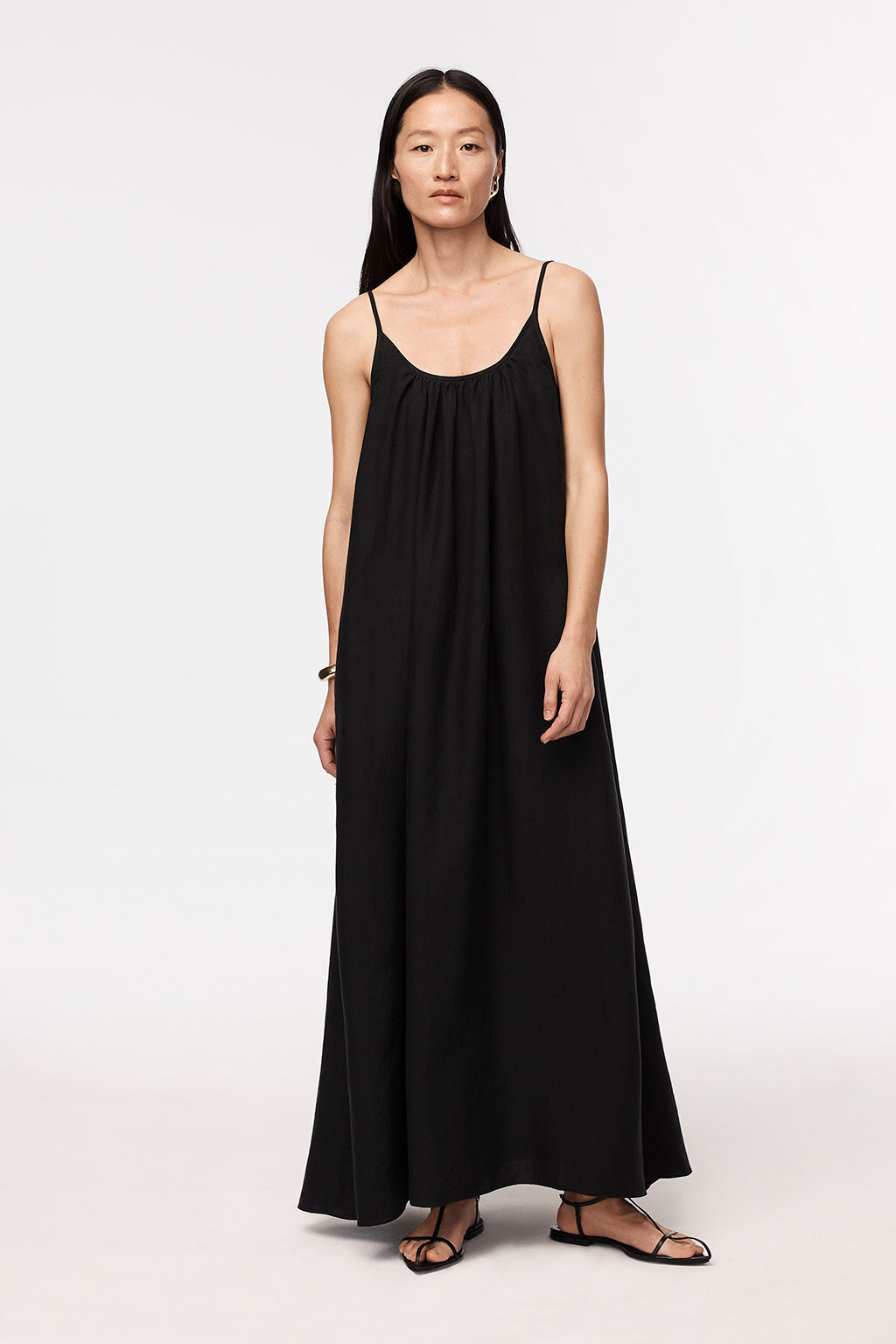 Gathered Summer Dress Black 1