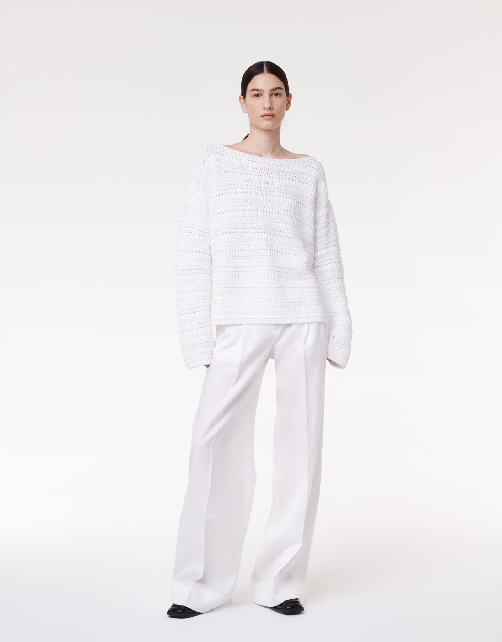 OVERSIZED TEXTURED SWEATER WHITE A223KT076-CO-WHT1