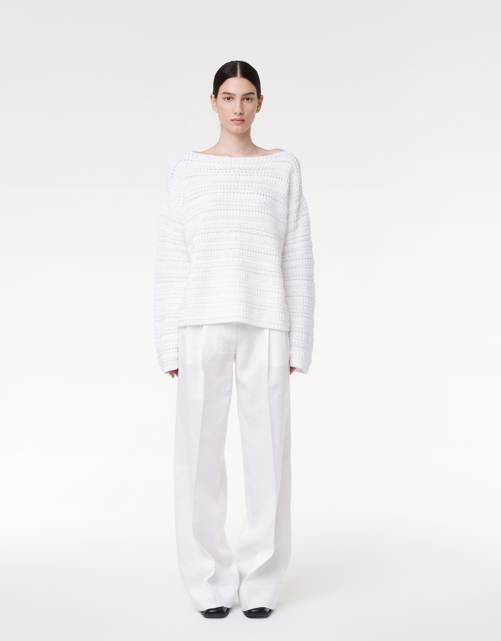 OVERSIZED TEXTURED SWEATER WHITE A223KT076-CO-WHT2
