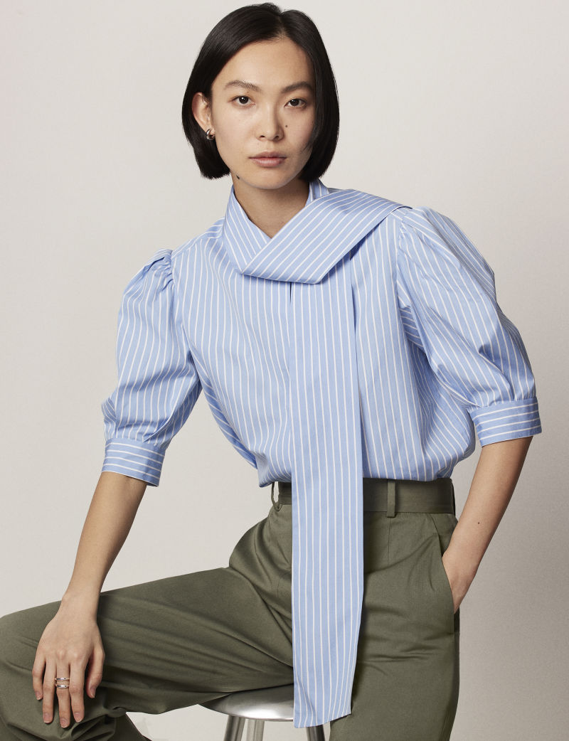 Short Sleeve Exaggerated Bow Blouse | Another Tomorrow