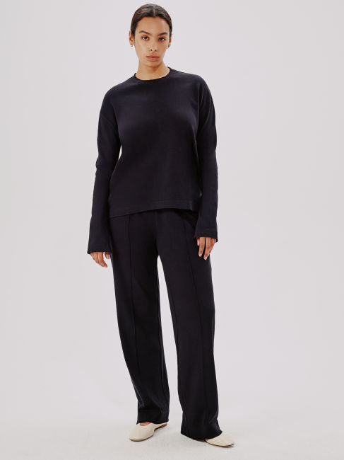 LUXE SEAMED LONG SLEEVE BLACK A123CT036-CO-BLK2