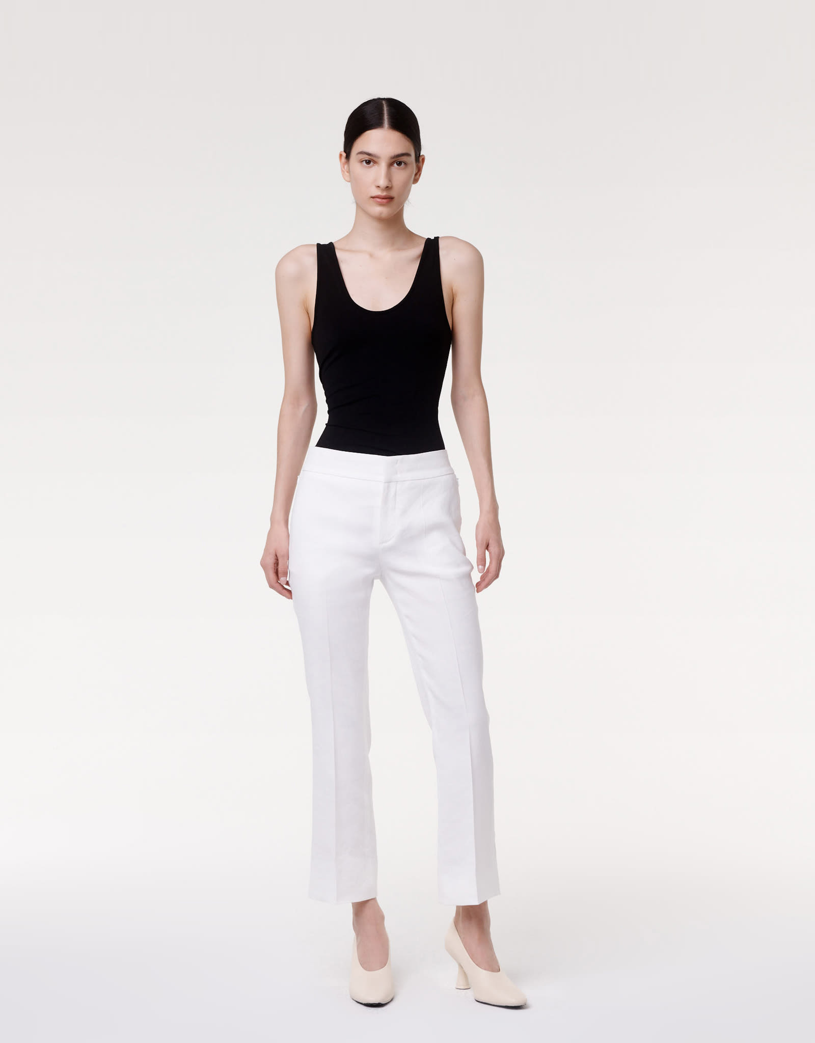 CROP FLARE TROUSER OFF WHITE A223PT021-CA-OFW2