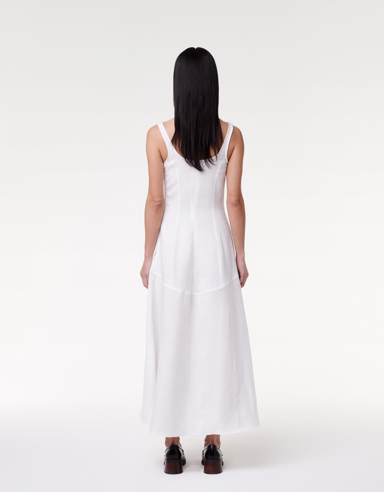 SEAMED BODICE DRESS WHITE A223DR038-LI-WHT4