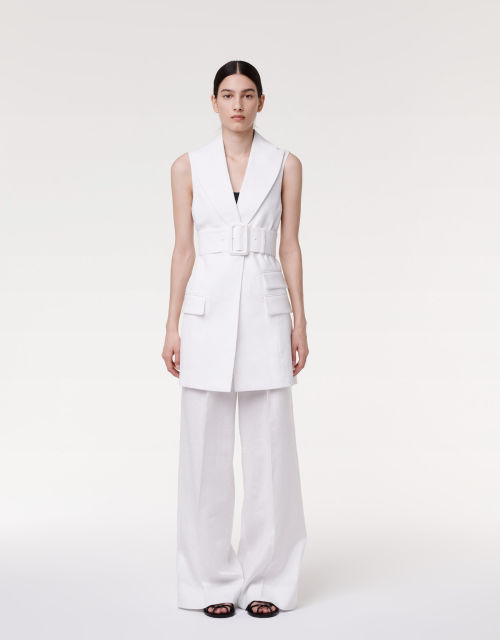 BELTED TAILORED VEST OFF WHITE A223JK013-CA-OFW2