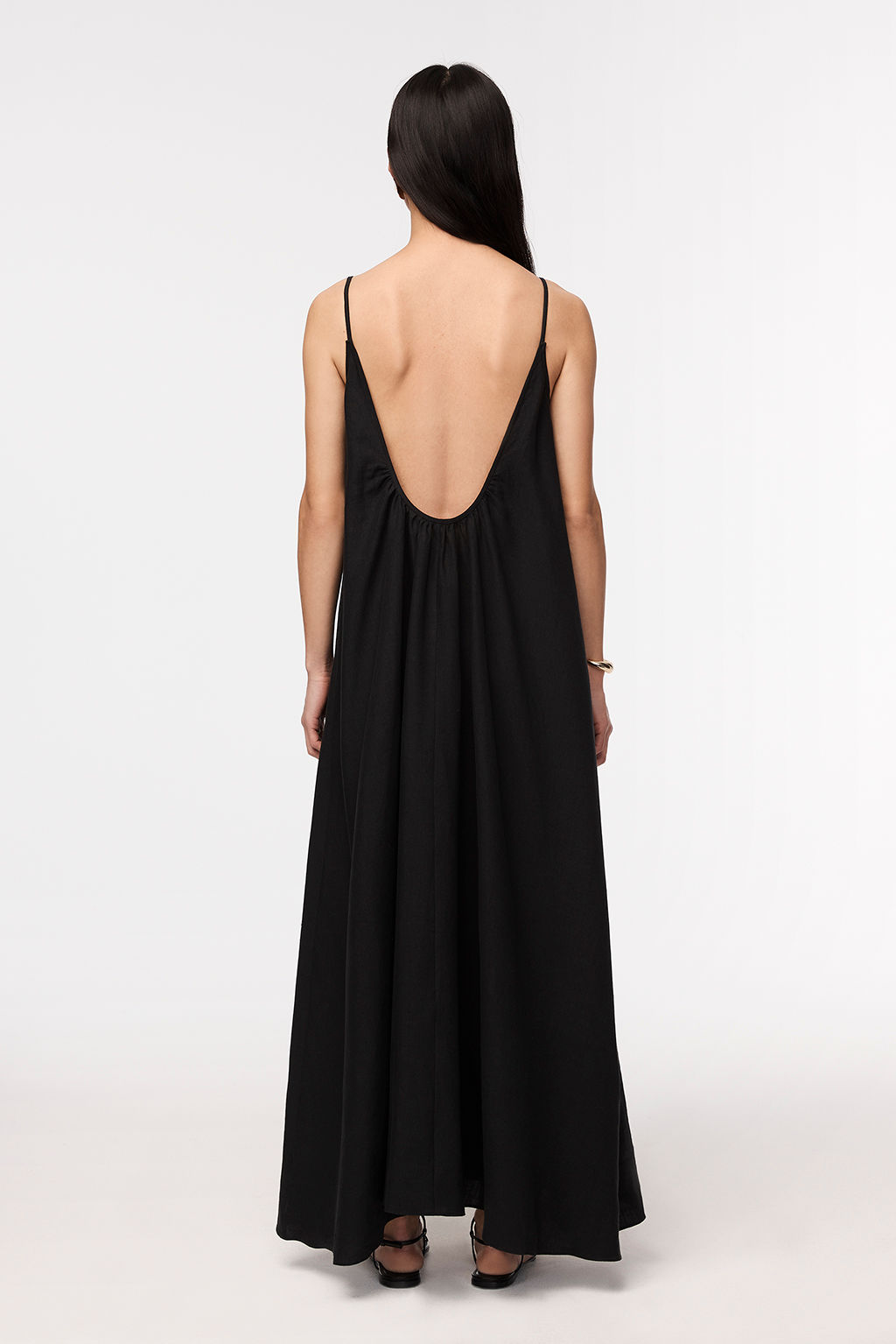 Gathered Summer Dress Black 4