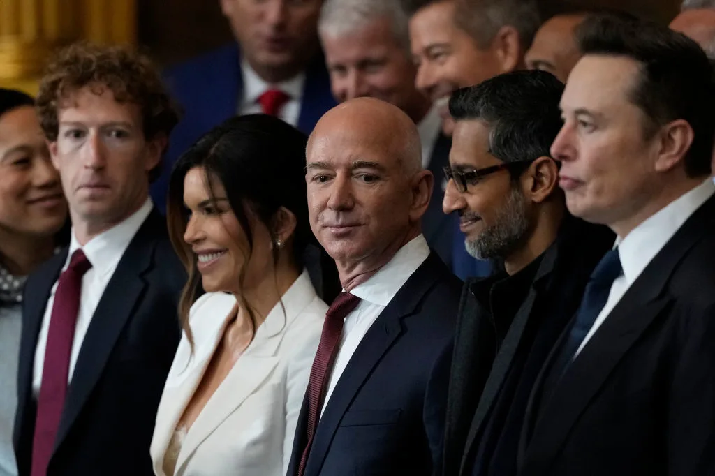 Guests including Mark Zuckerberg, Lauren Sanchez, Jeff Bezos, Sundar Pichai and Elon Musk attend the Inauguration of Donald J. Trump in the U.S. Capitol Rotunda