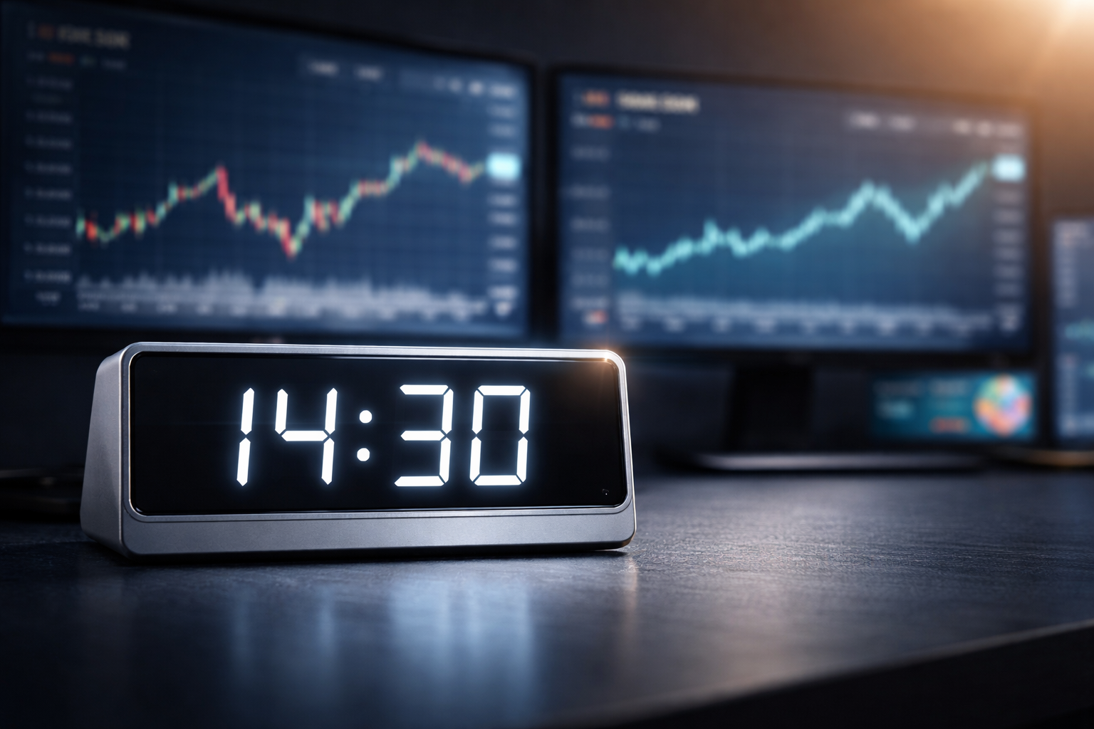 Digital clock with market background