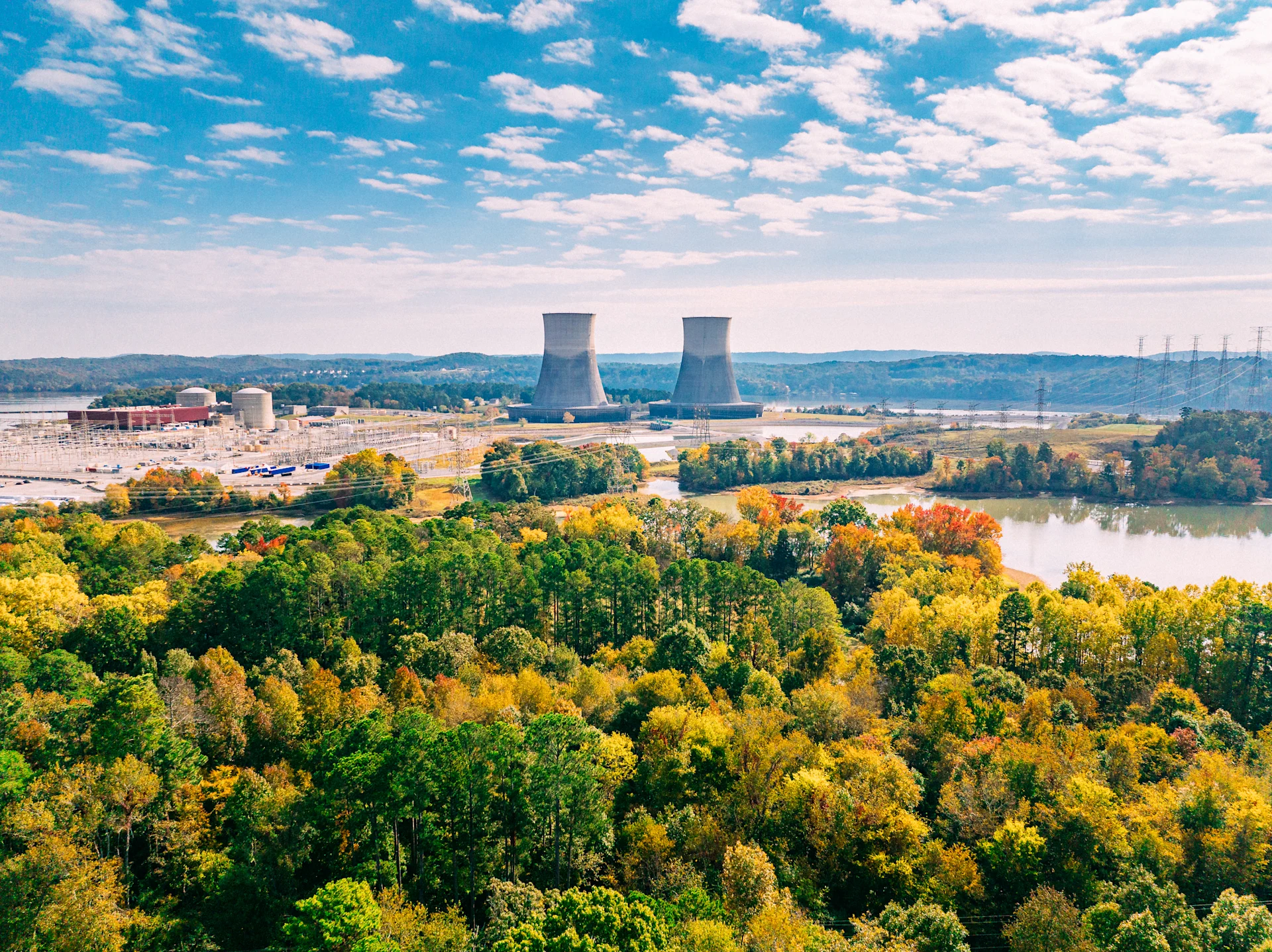 Nuclear Power Plant in Distance