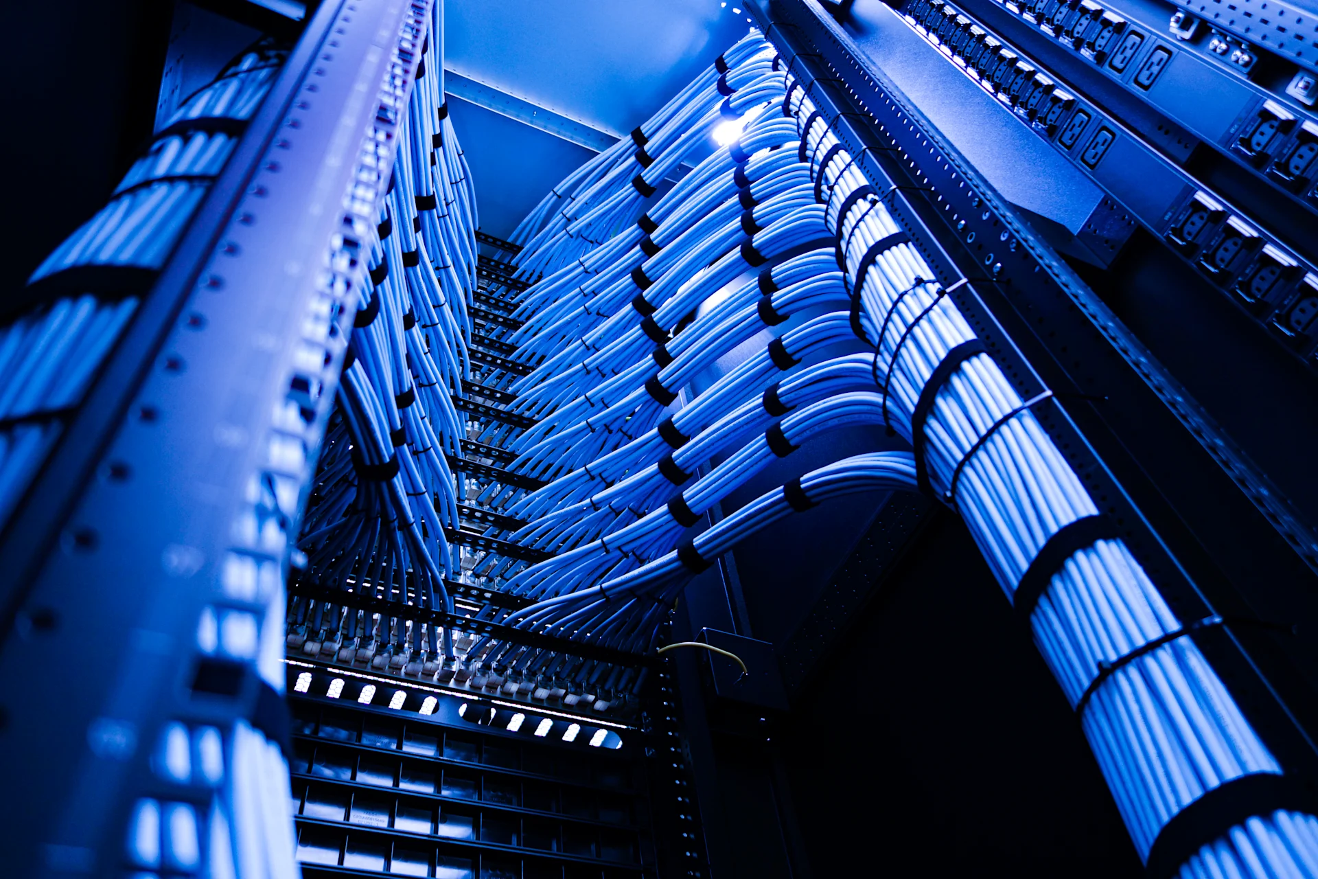 Data centre cables blue