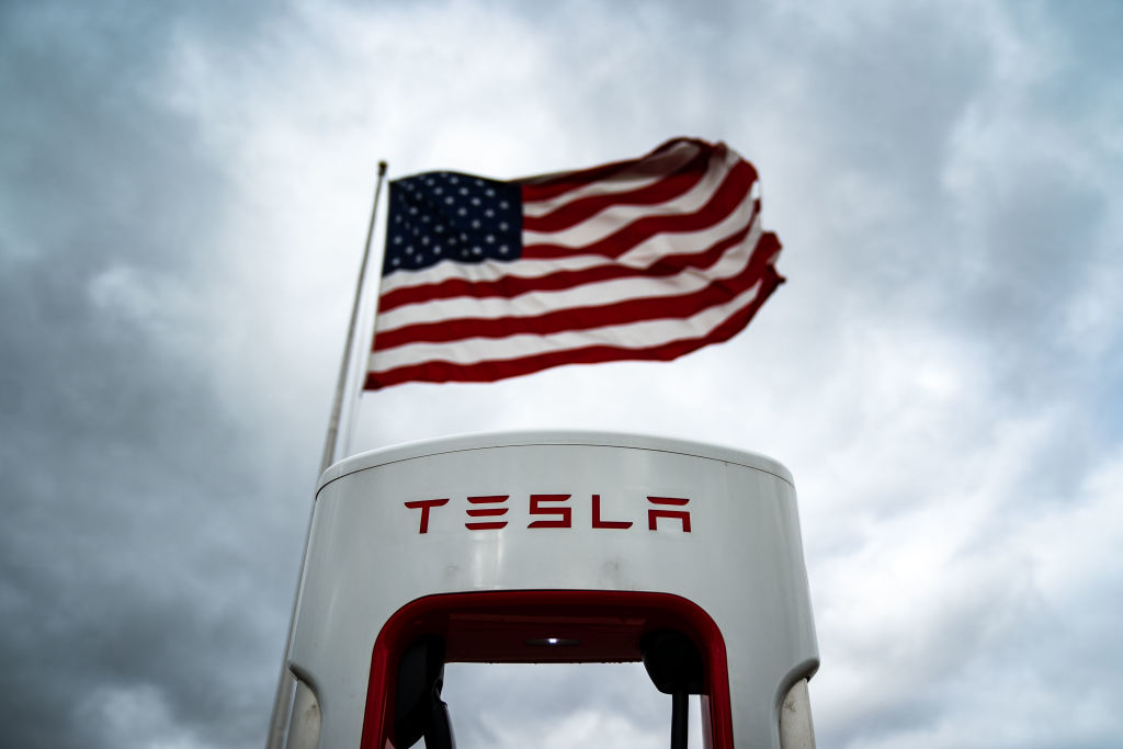 American Flag at Tesla Charing Station