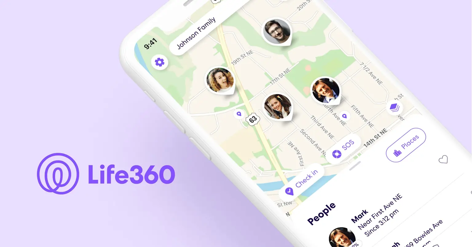 Life360 branded tile, showing life360 phone app and title
