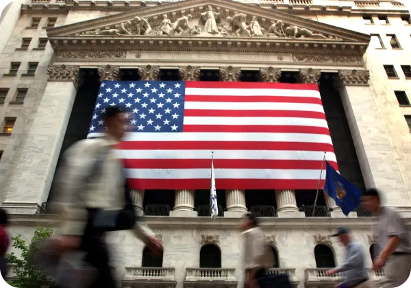 US flag on the Federal Reserve Building