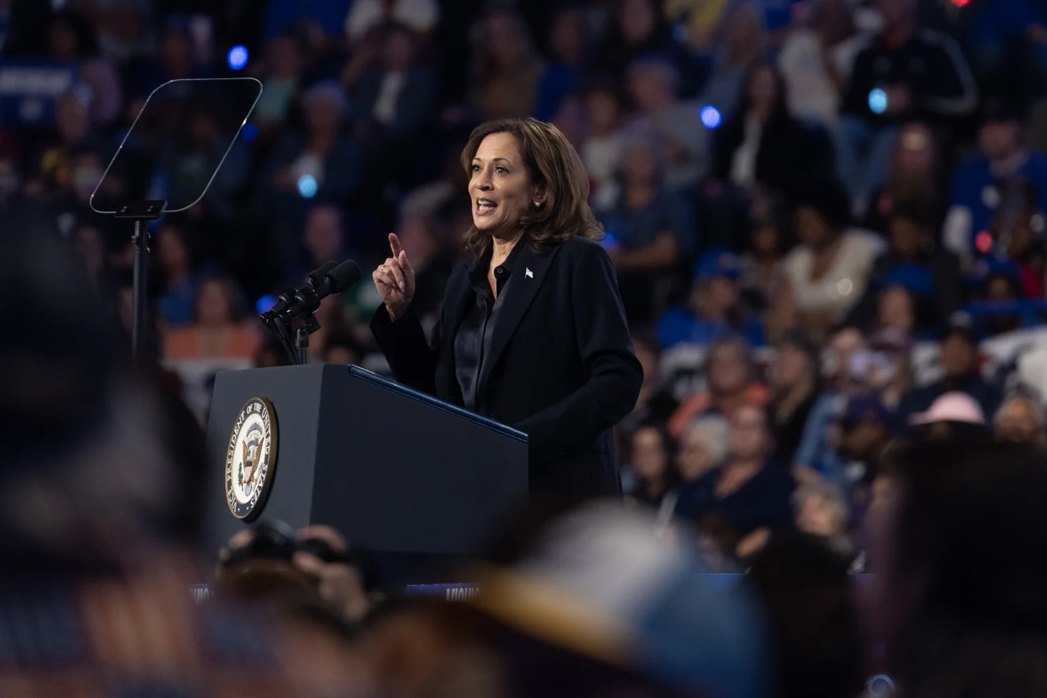 Democratic Presidential Candidate Kamala Harris Campaigns In Michigan