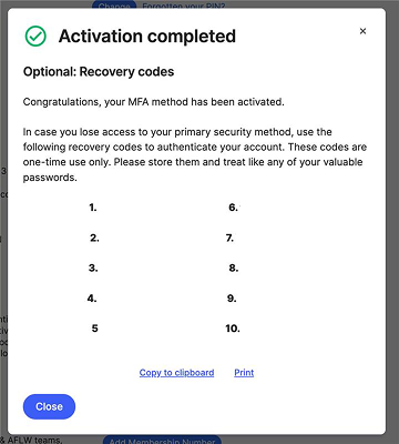 MFA Recovery Codes