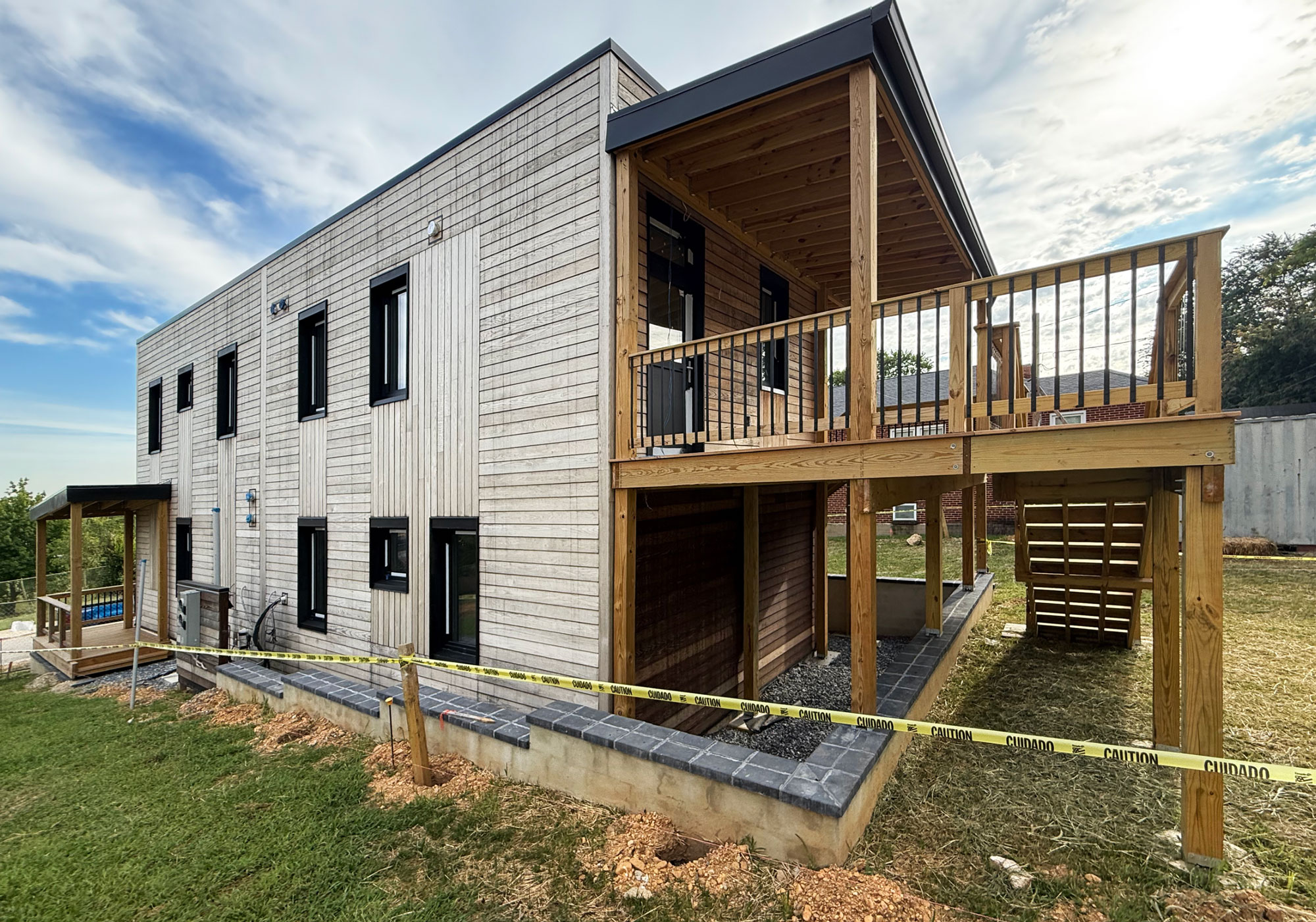 Treated wood siding of passive house. Photo courtesy of Jason Neal.