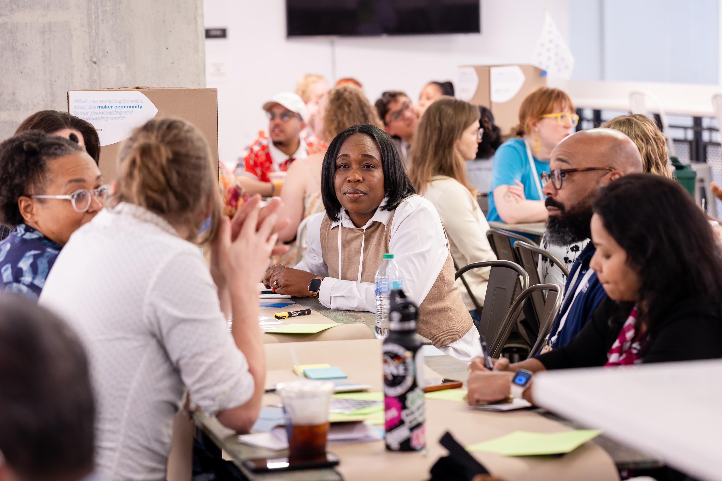 The Vision is Yours Placemaking and Placekeeping Conference 2026 Creative Exchange Conversations where attendees bounced around to different tables with a host and intriguing prompt to discuss.