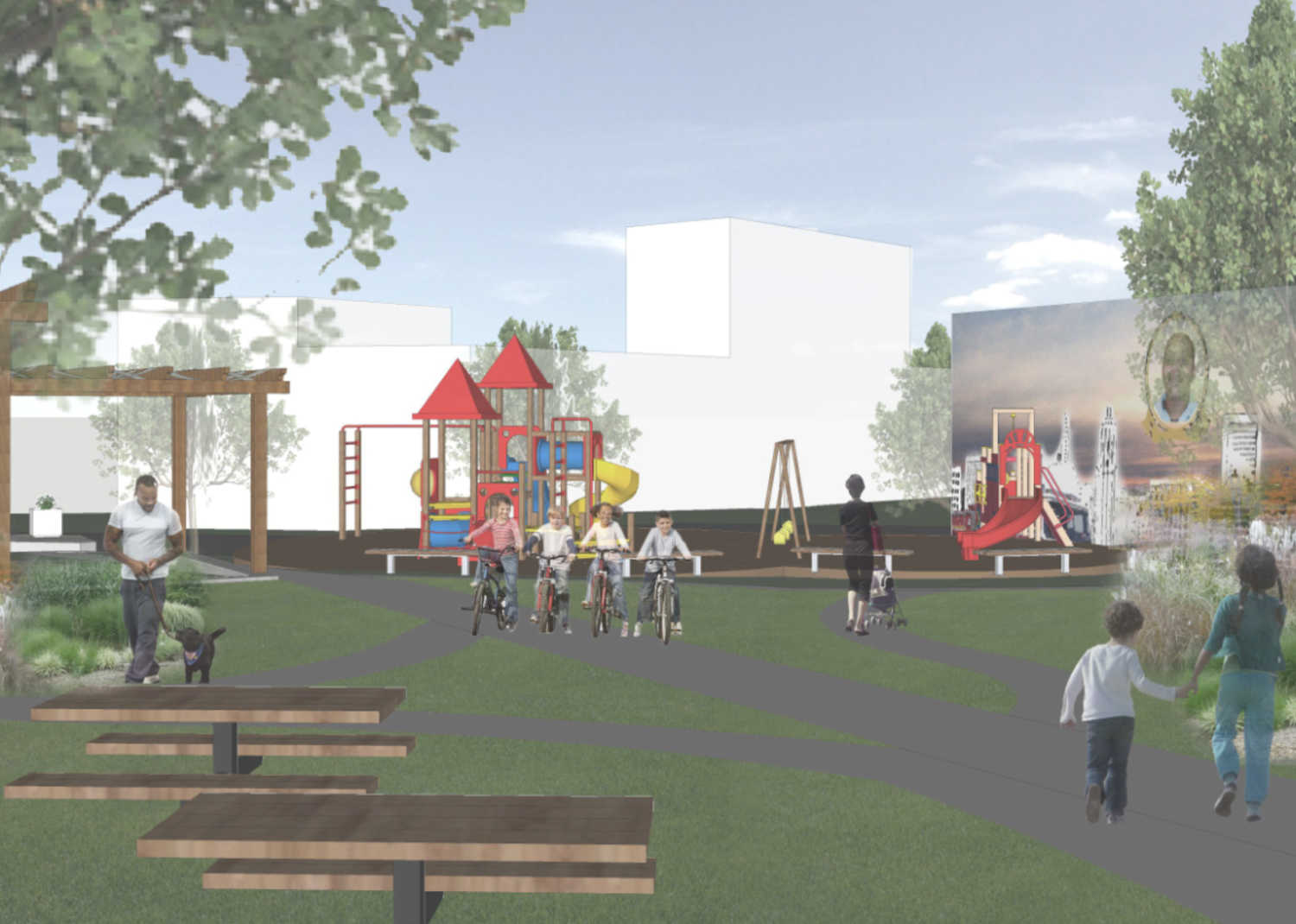 Concept designs for the Racheal Wilson Memorial Garden by Ren Southard with ther Neighborhood Design Center.