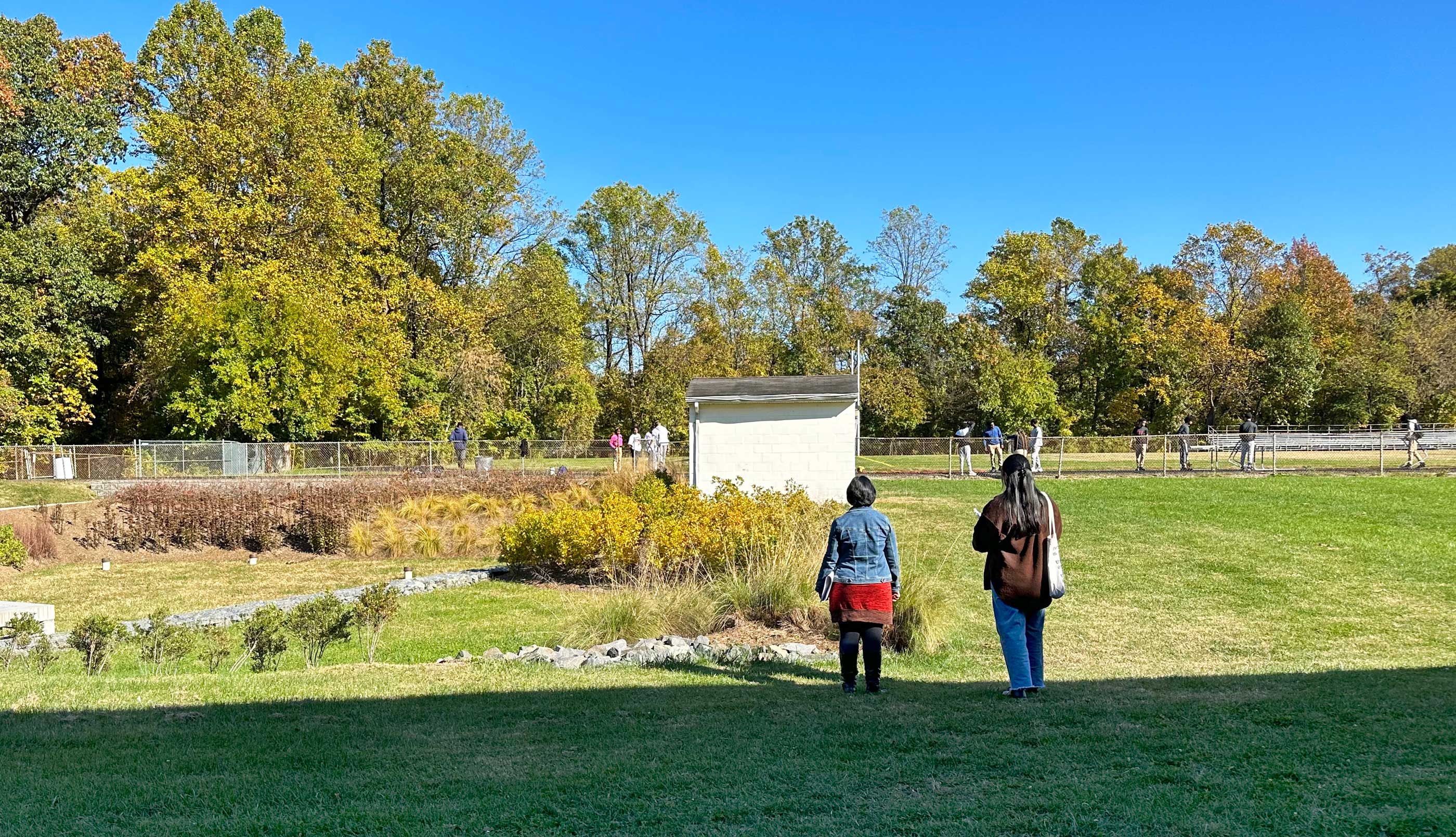 NDC staff working with Ms. Anupama Mahajan’s class at Central High to do field research.