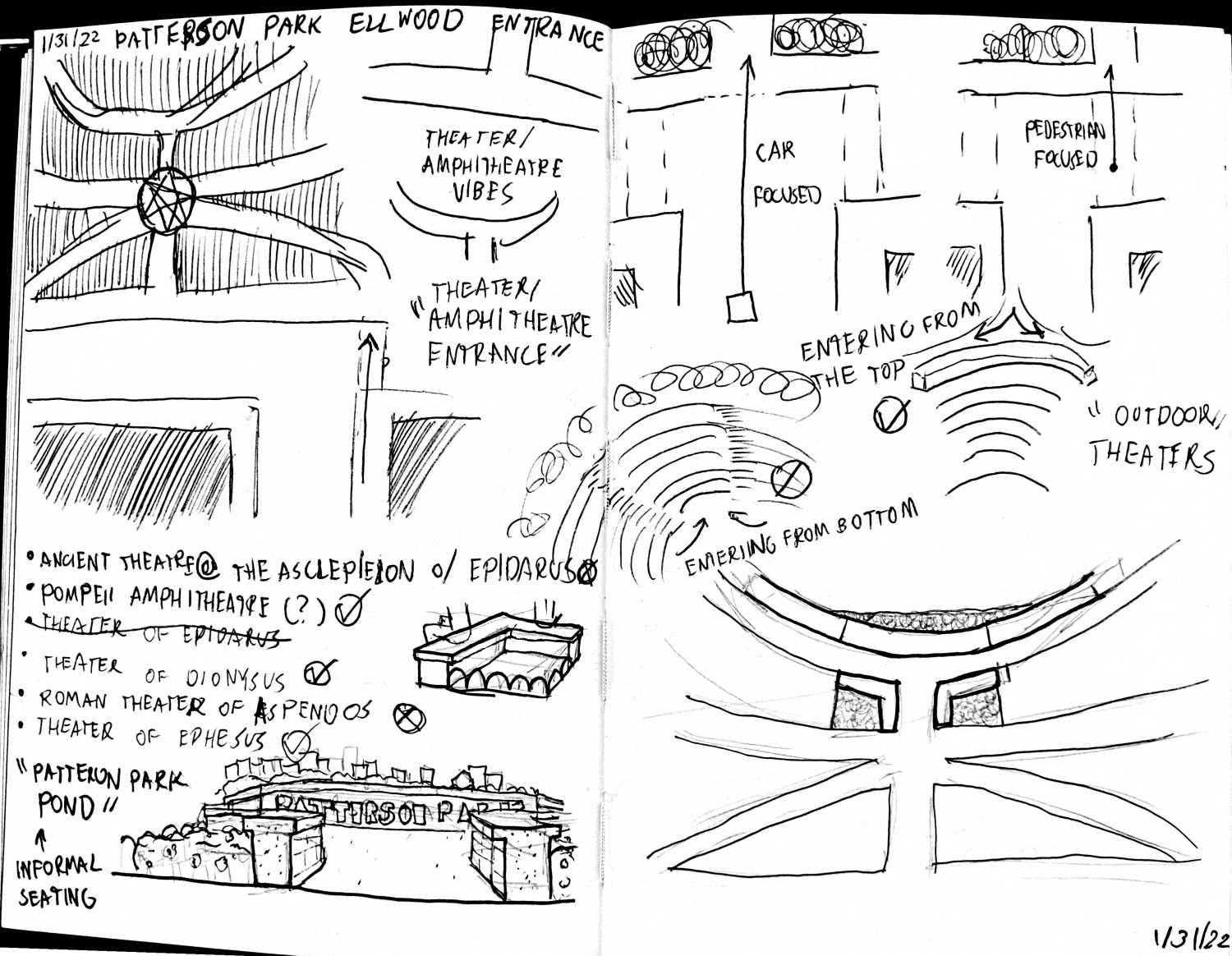 Sketches for the 3711 Patternson Park Entrance. Credit: Jonathan Melgarejo
