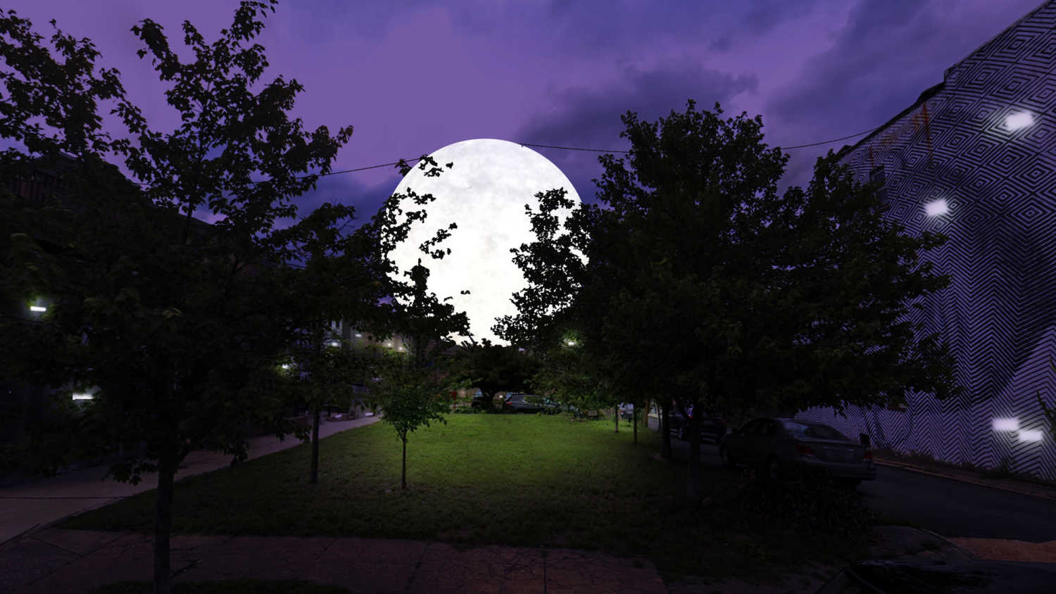 CONCEPT: BIG MOON (PI.KL STUDIO) Sculptural lighting such as this large, glowing orb could be
used to activate the many pocket parks across the District, while providing unique illumination that accentuates the character of the area.