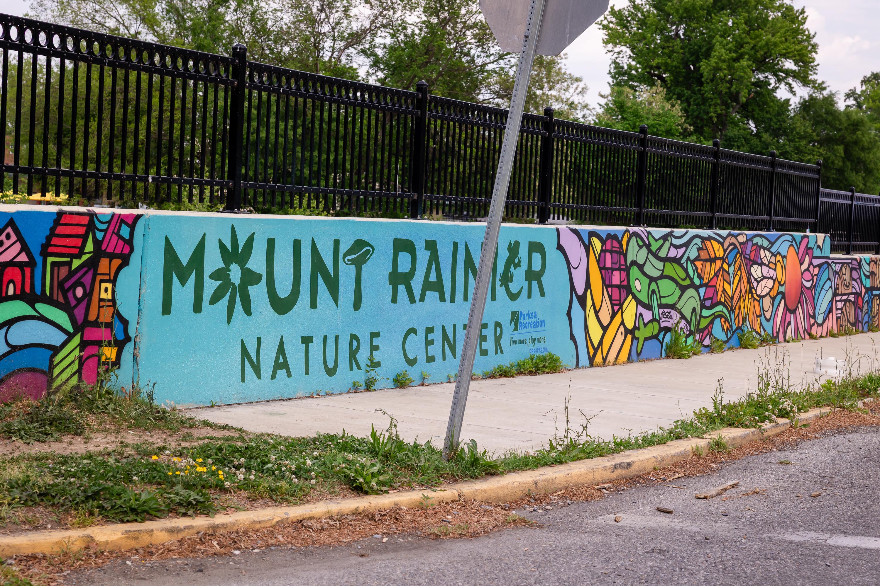 The Vision is Yours Placemaking and Placekeeping Conference 2026: mural for Mount Rainer Nature Center by Mas Paz, painted by attendees during a Build Day session.