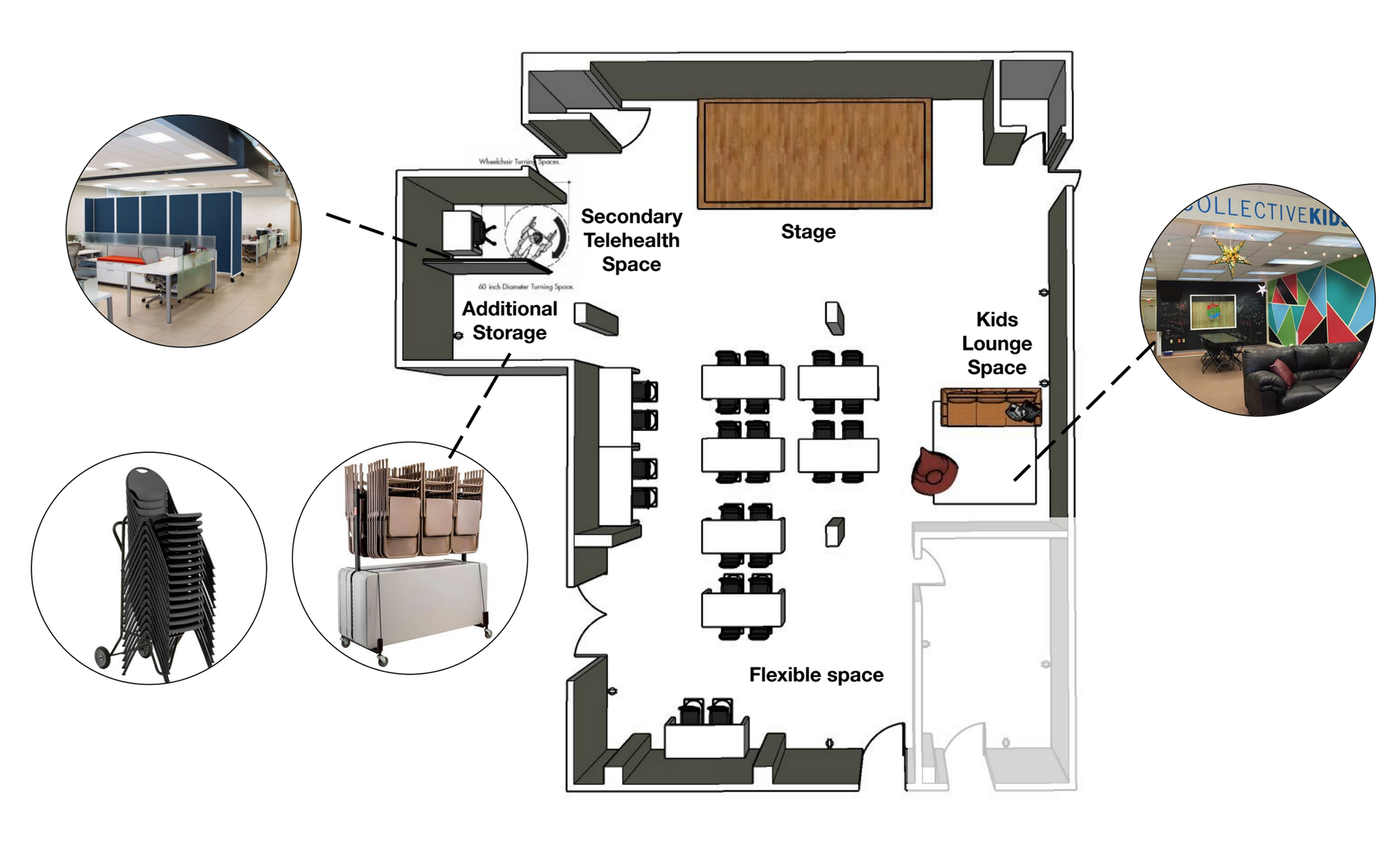 Concept for the larger fellowship hall.