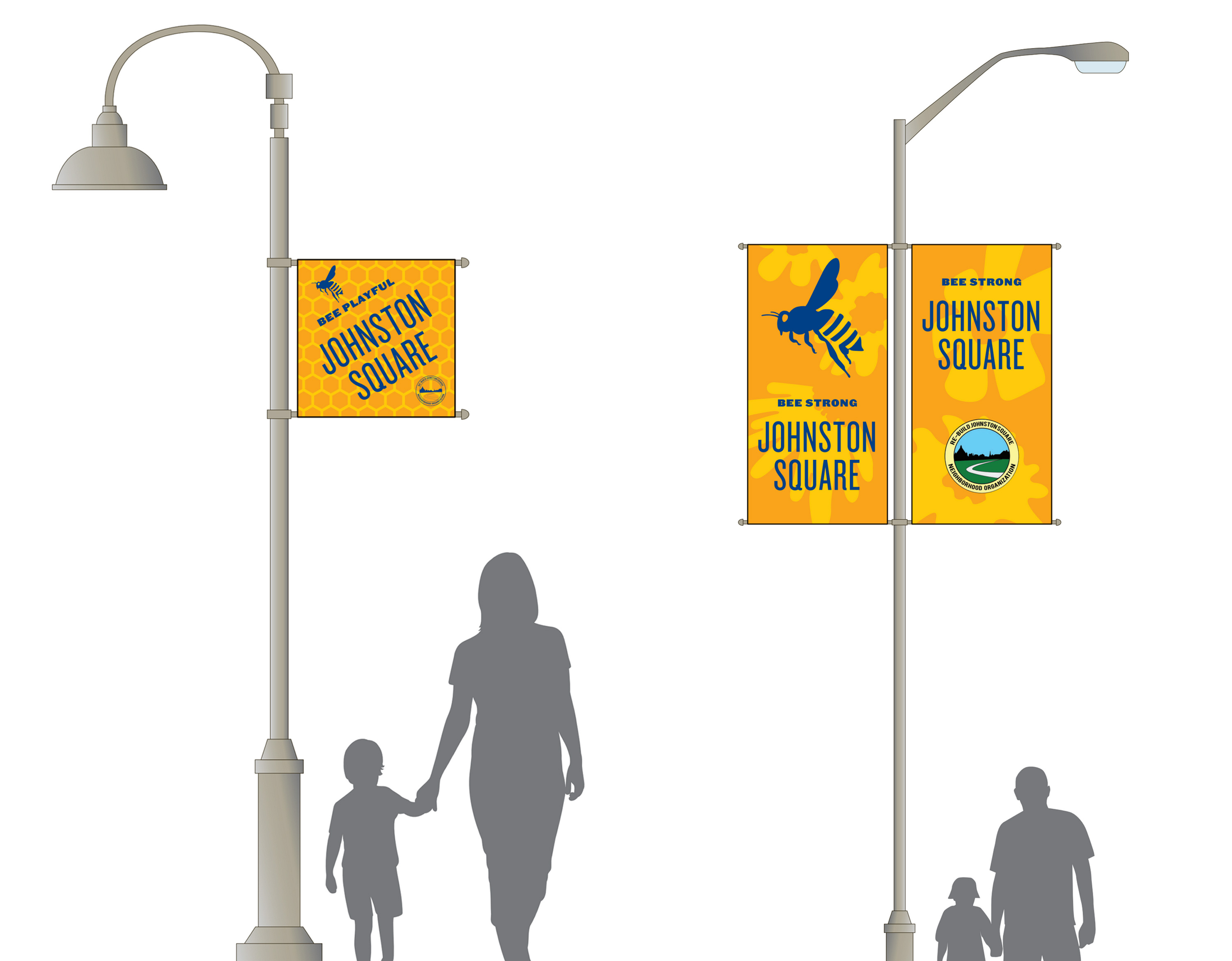 Christina's work moved the recent Community Identity (also designed in partnership with NDC!) into implementation. Here are some of the new logos, colors, and other brand elements for Johnson Square, as designed by Community Design Works volunteer Dellon Design. 