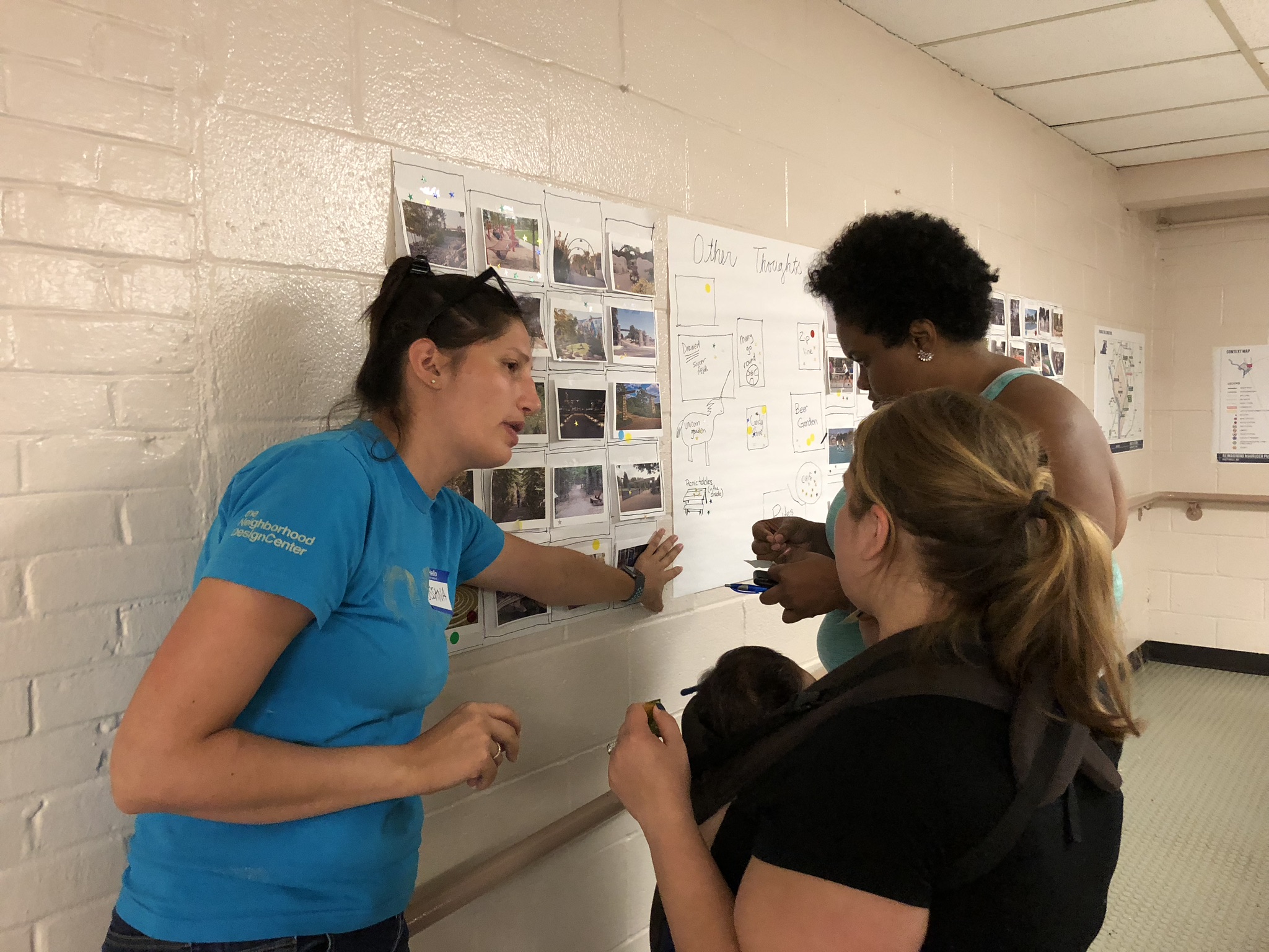 The goals of this phase were: 1. Introduce residents to the artwork and life of David C. Driskell. 2. Orient visitors to the new design concept through placement of temporary features. 3. Create a sense of excitement about the
park’s dedication and new namesake.