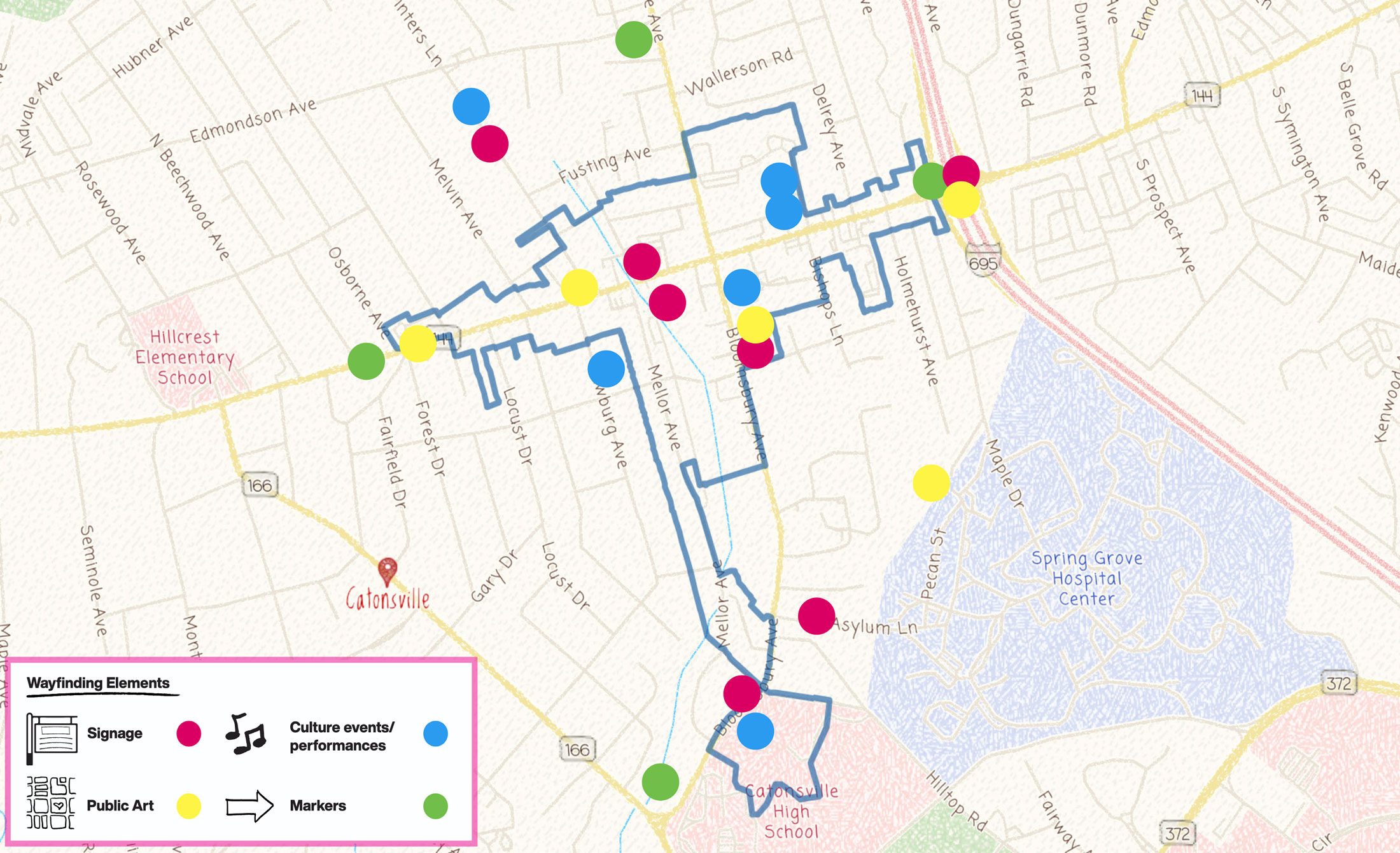 Catonsville Arts District Branded Wayfinding and Signage
