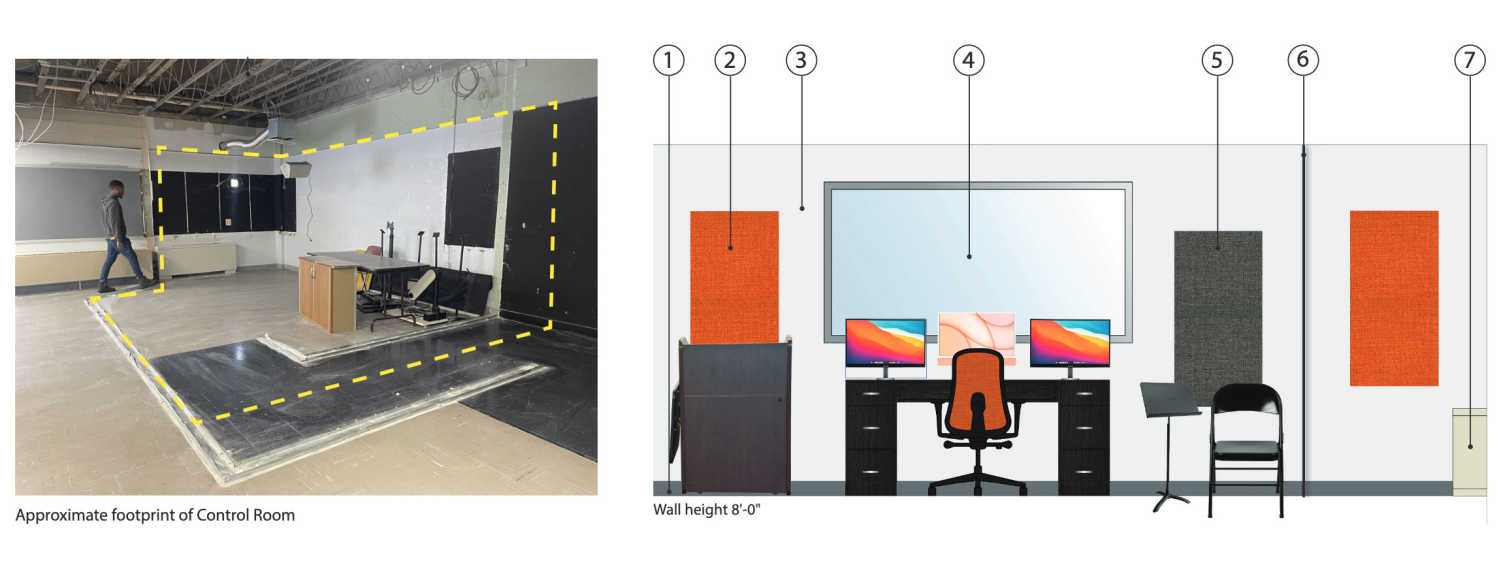 For each part of the space, NDC measured and mocked up what should be there. The FAME Control Room is shown here, one of many renderings we provided.