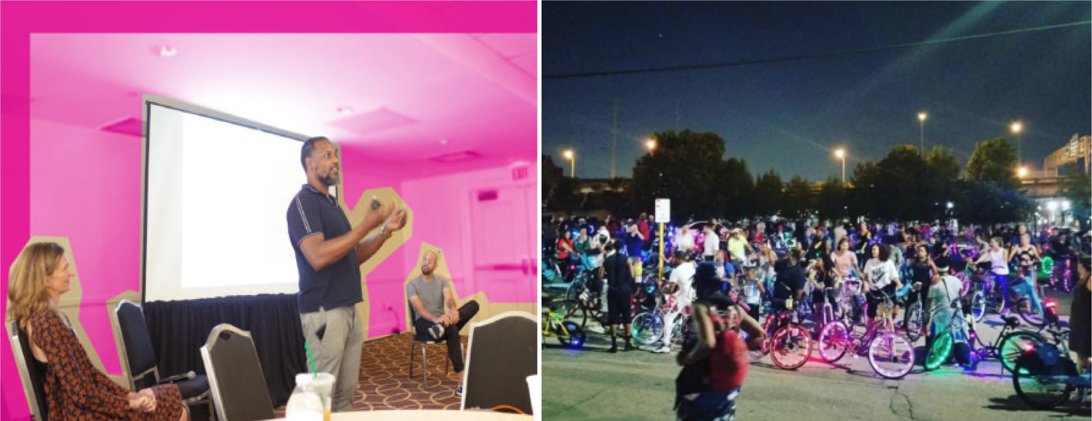 Karim Amin, a partner working with NDC in West Baltimore, talks about his work leading the University of Baltimore fellows program. Repost of the crowd of lighted bikers before our ride with Get Up N Ride NOLA on Tuesday night.