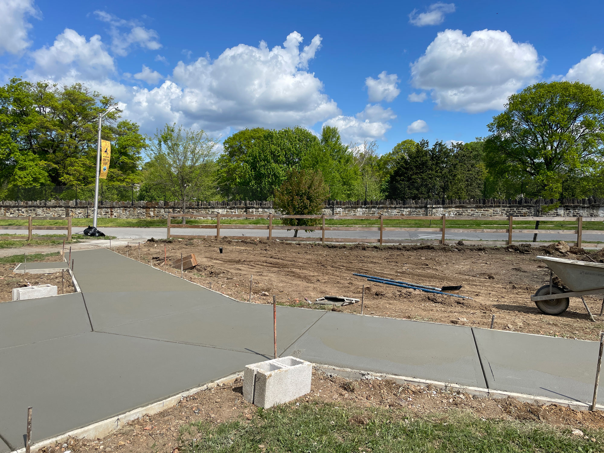 Pouring the sidewalk.