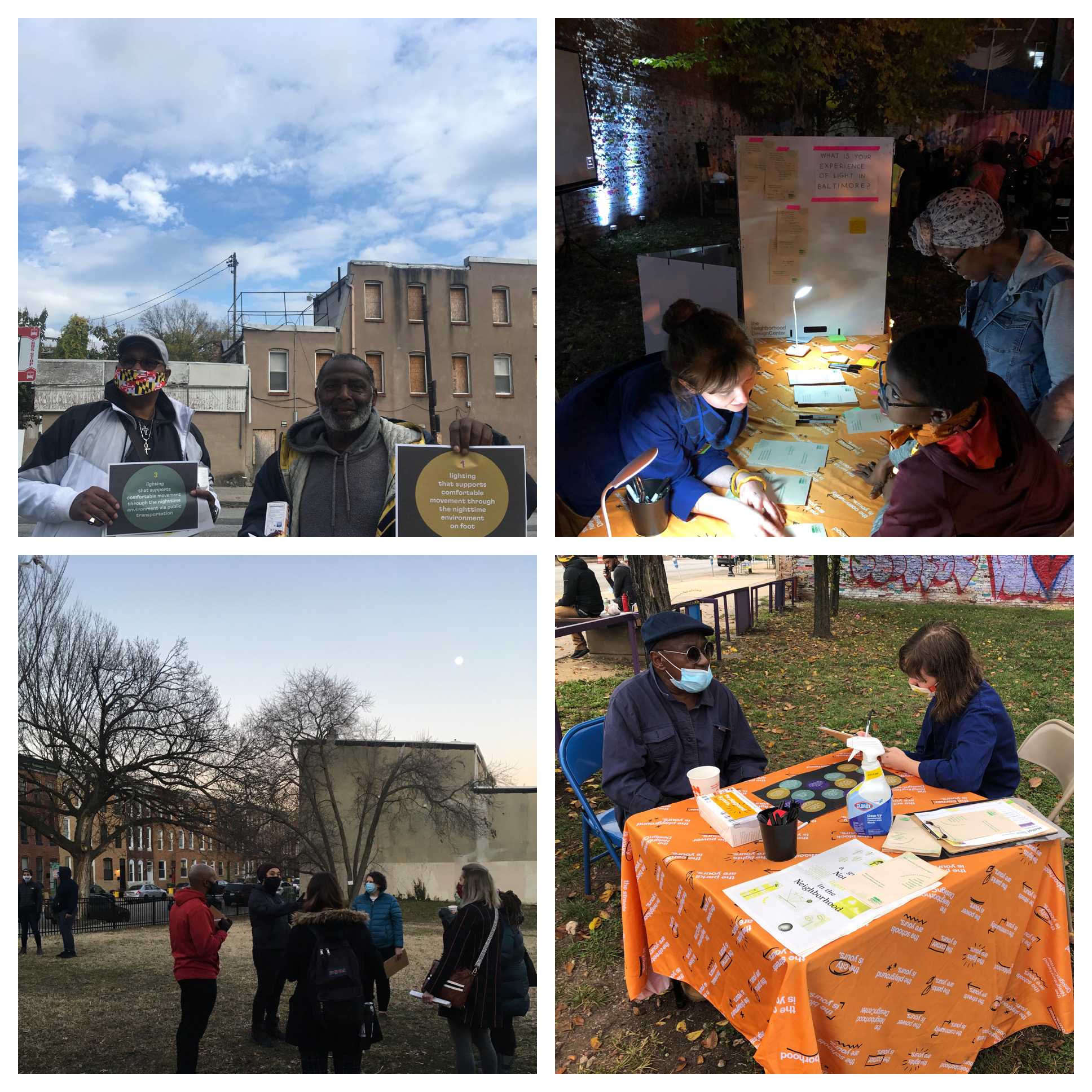 Listening and chatting with Station North visitors and residents about lighting.