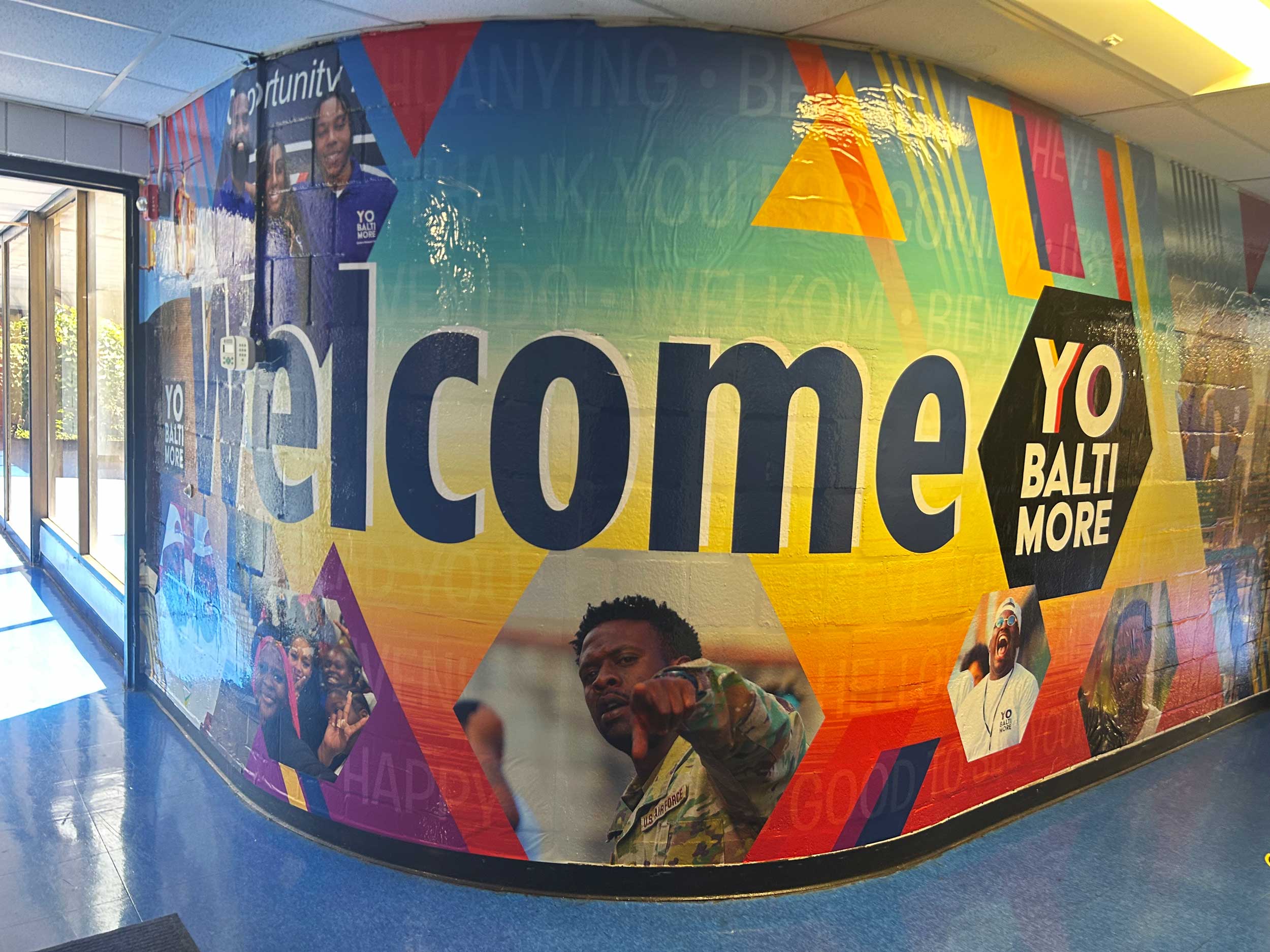 Colorful mural inside YO Baltimore reflecting the organization’s ethos.