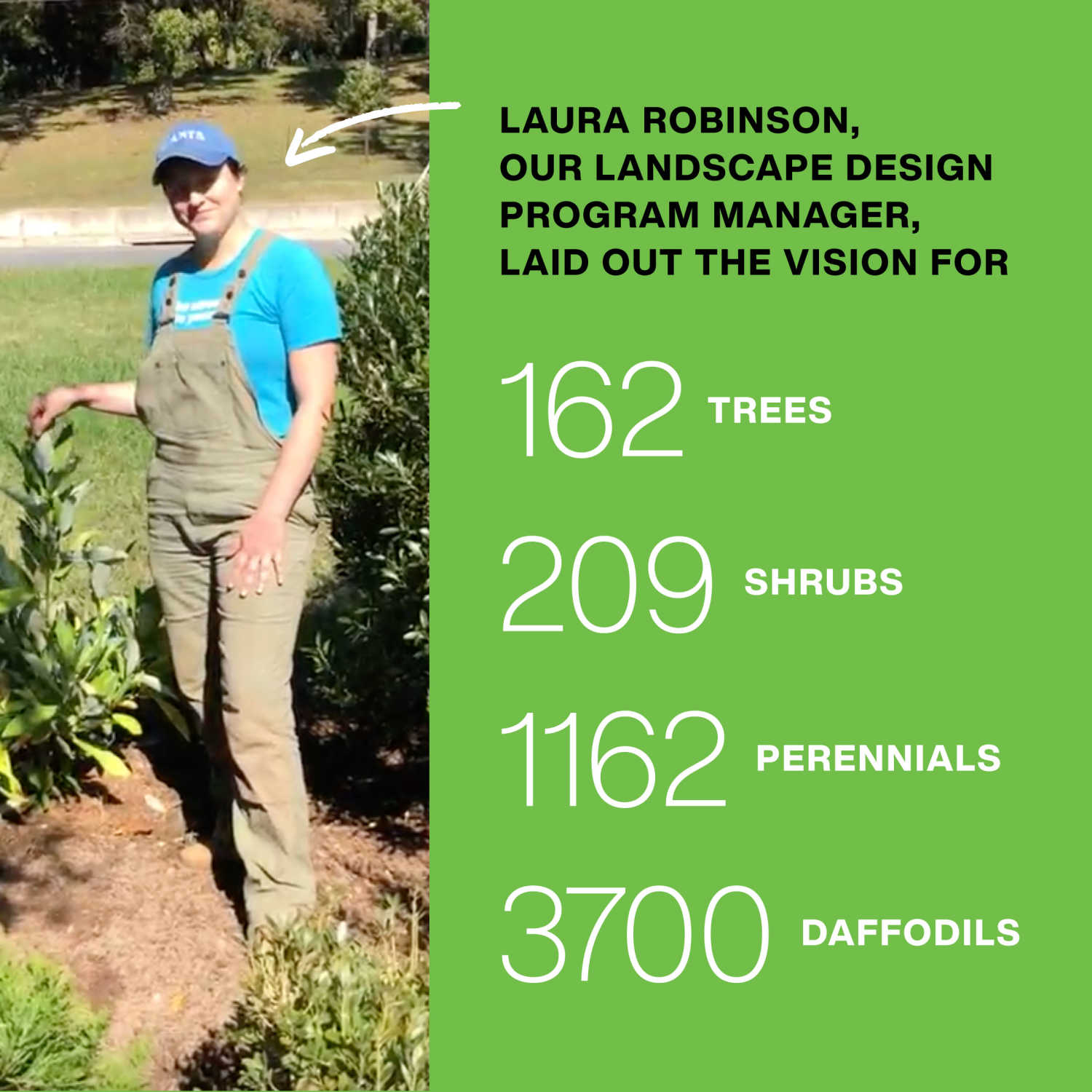 Laura Robinson, our Landscape Design Program Manager, laid out the vision for 162 trees, 209 shrubs, and more.