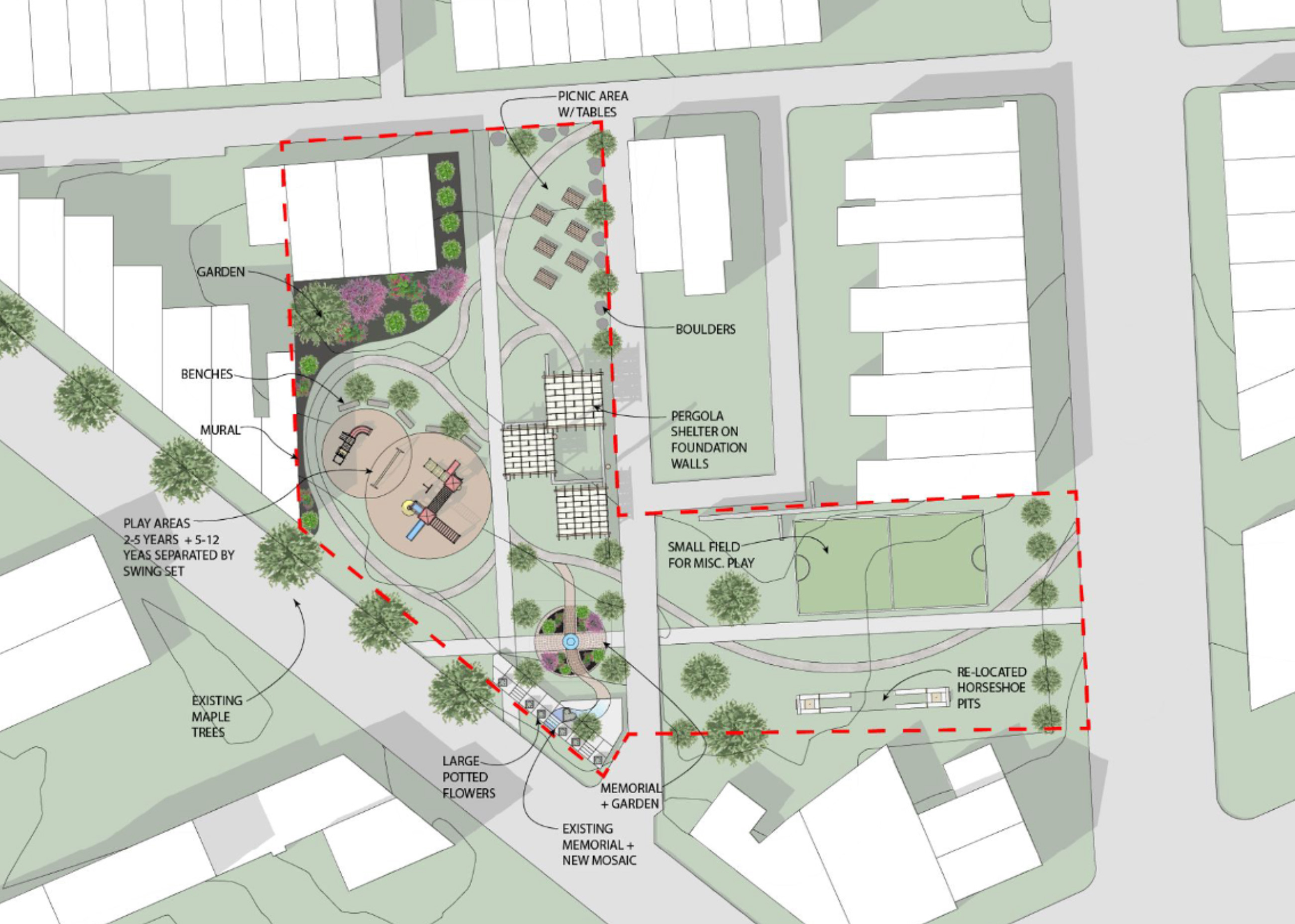 Design by Ren for the Racheal Wilson Memorial Park, a pilot project for the Baltimore Green Network