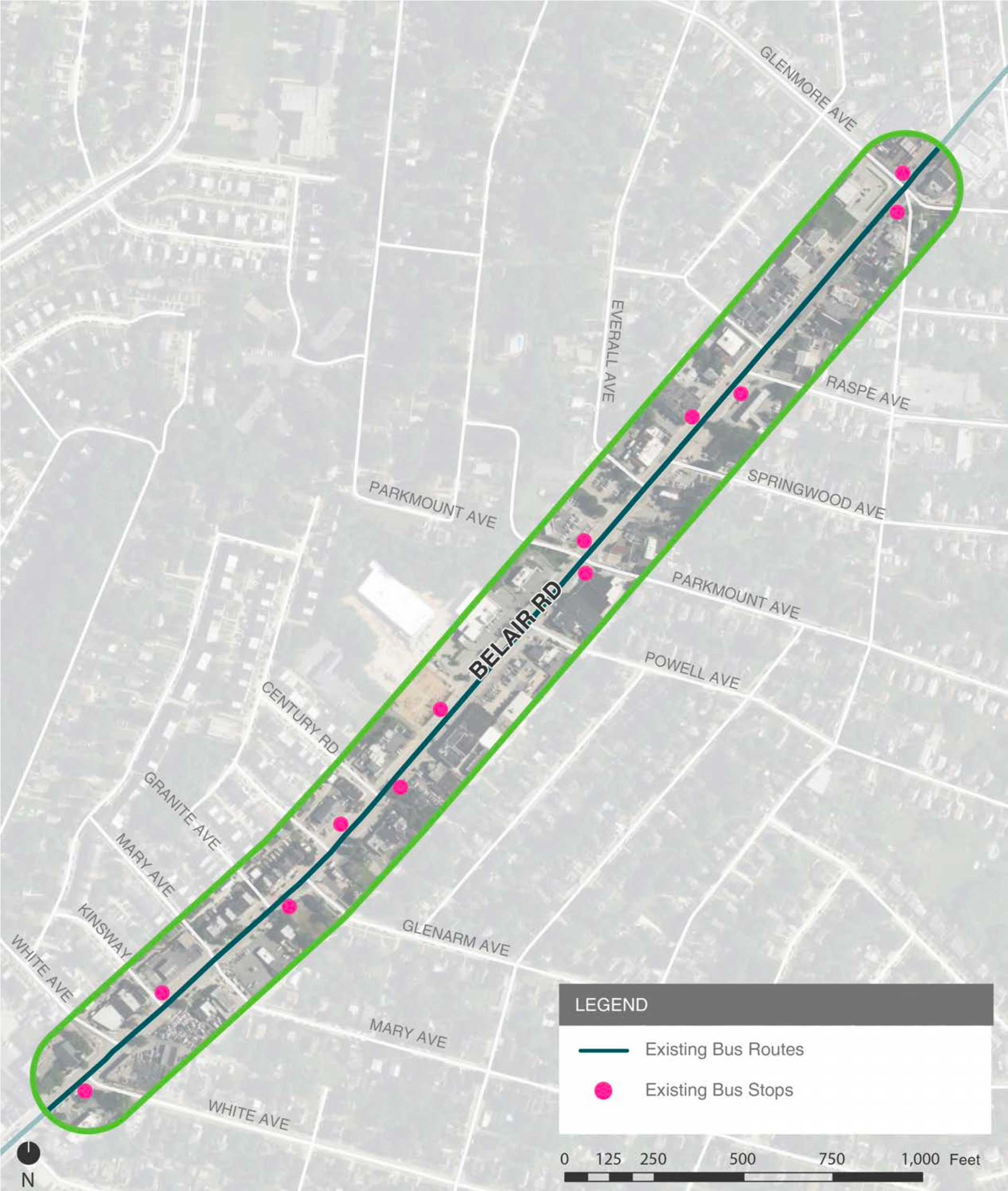 Area of Study: Mobility — A key transportation corridor with frequent MTA bus service connecting residential neighborhoods to downtown and surrounding areas, many of these bus stops lack basic rider amenities; most stops have no seating or shelter, exposing riders to sun, wind, and rain.