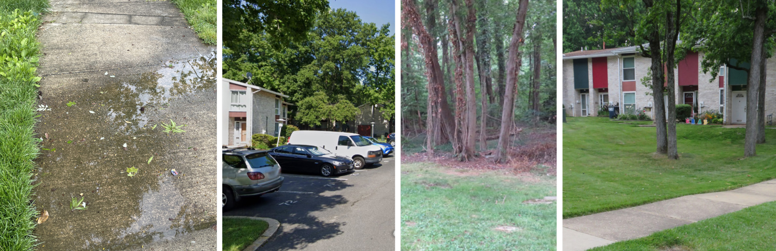 The Four Seasons Neighborhood is nestled in a sloped, wooded area with no adequate drainage.