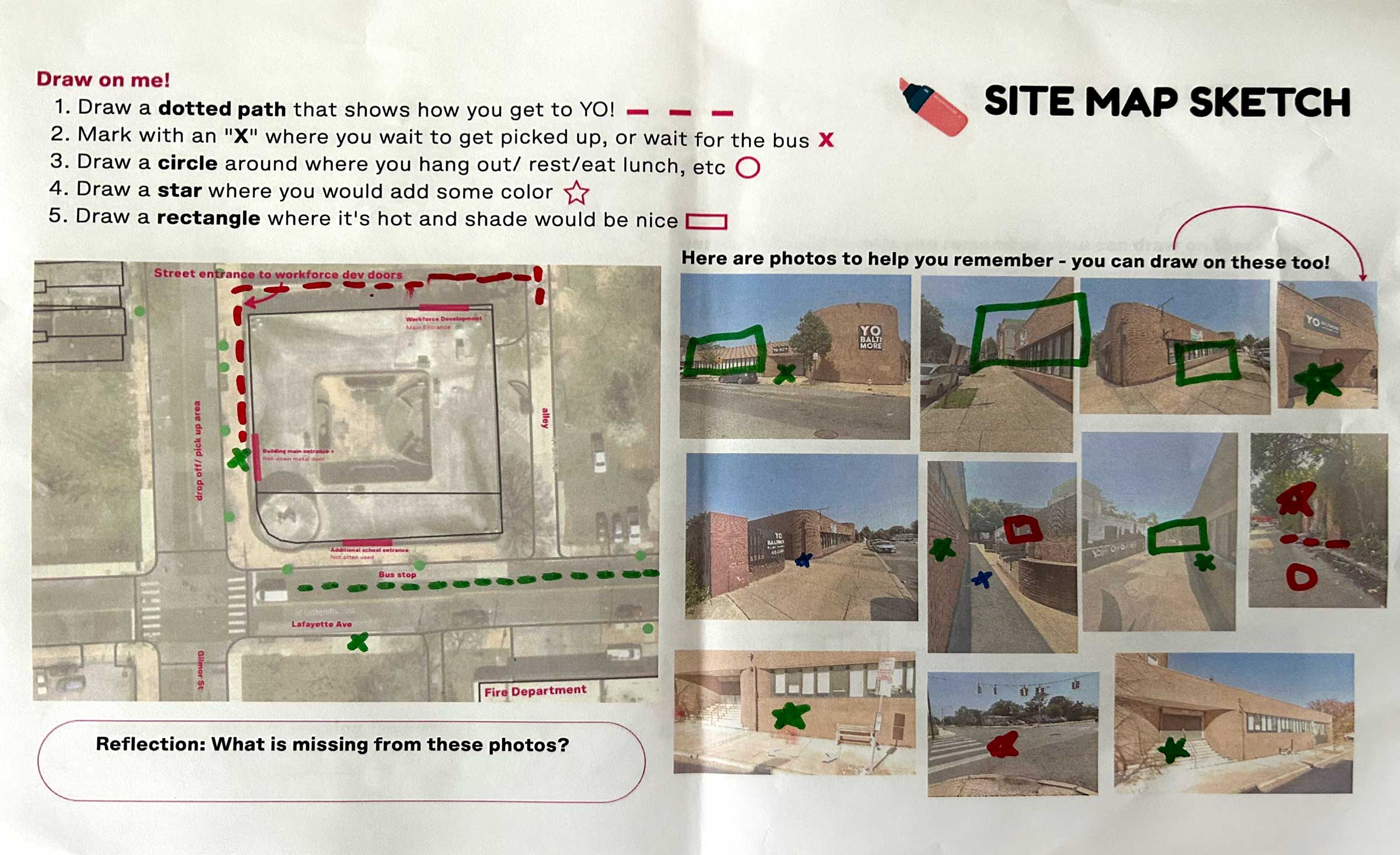 YO Baltimore Facade Improvements feedback activity sheet.