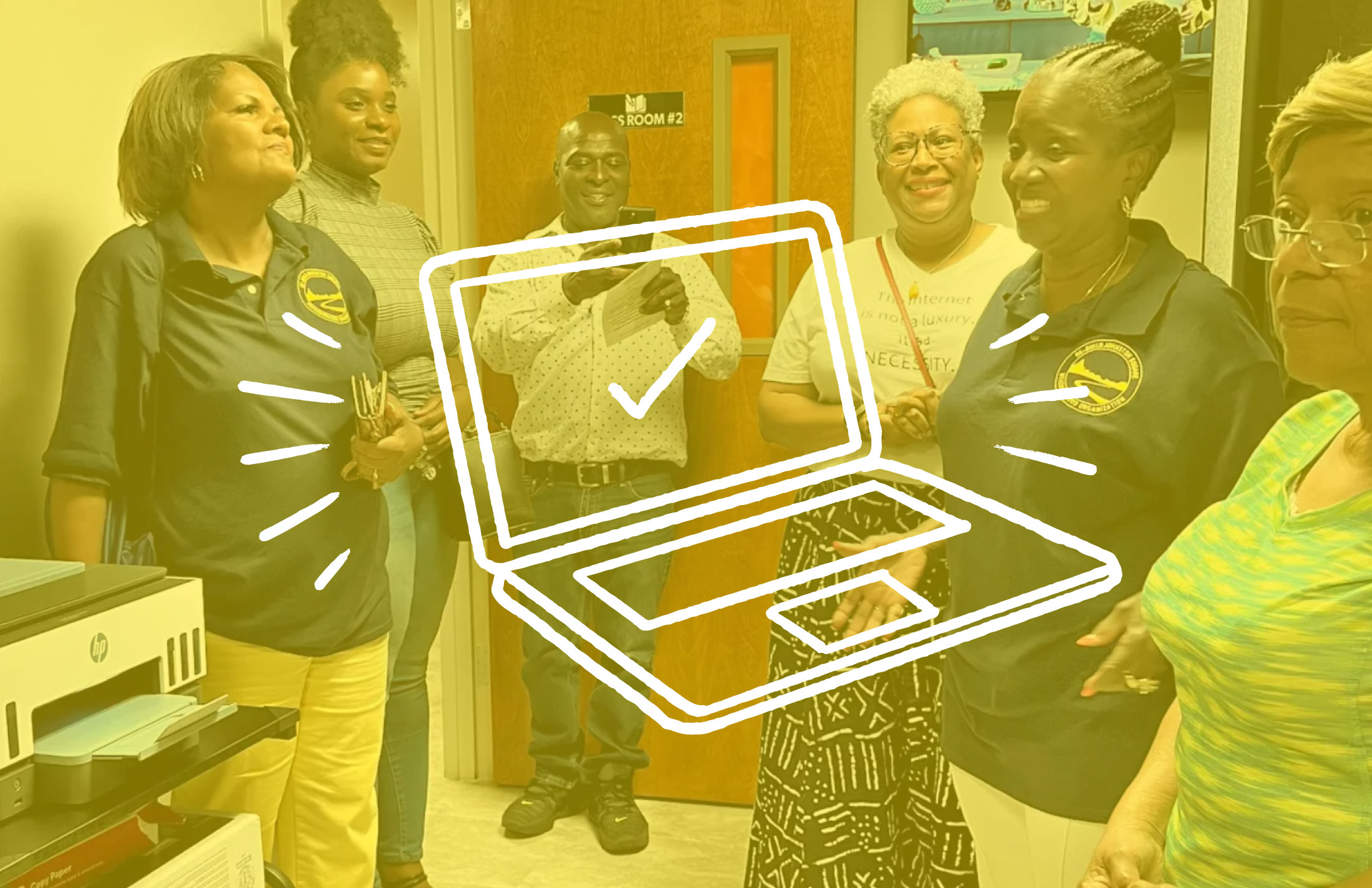 Happy community members at unveiling of Johnston Square Equity Hub.