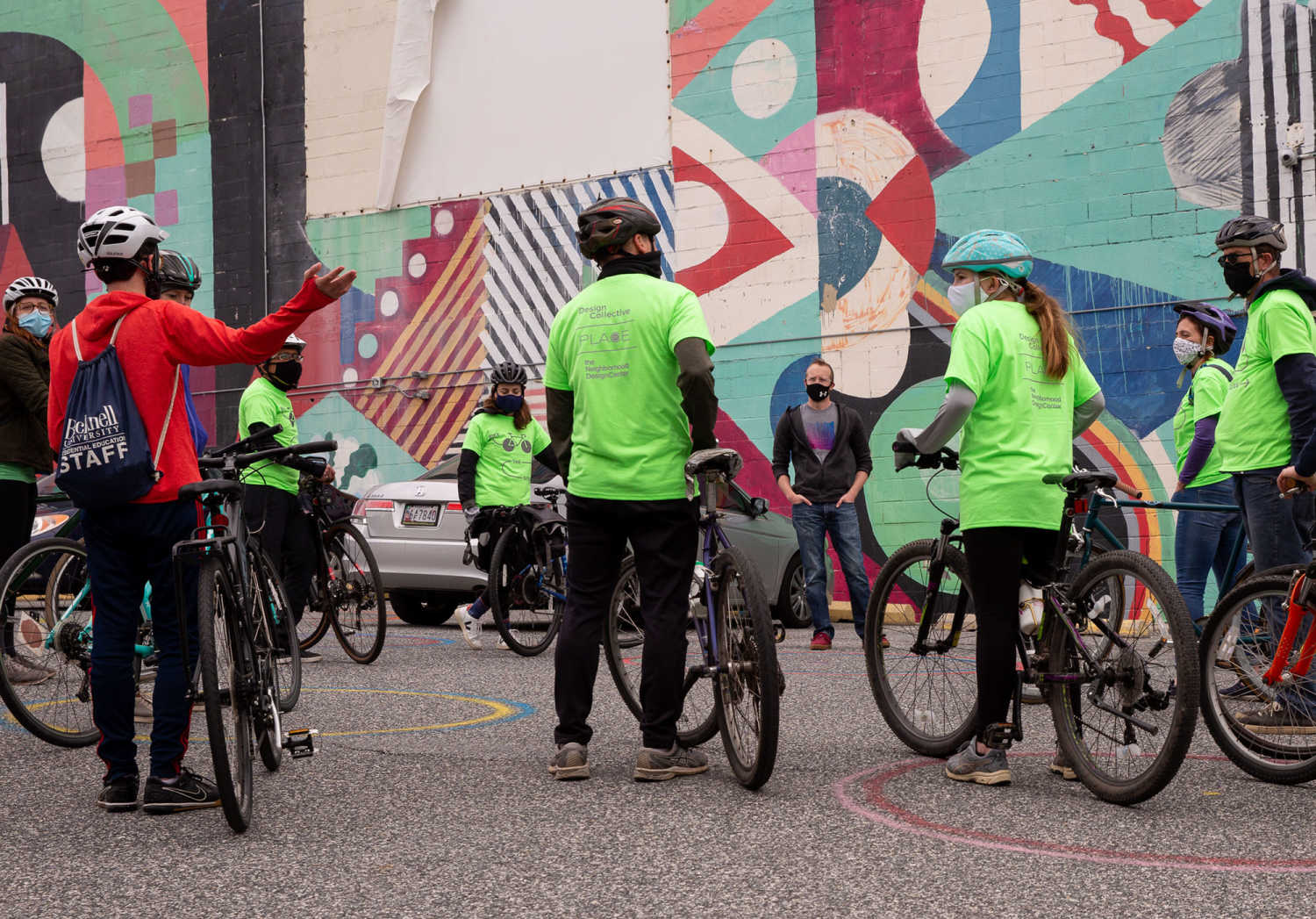 "Bike the Sites" was a sponsored event that toured a 9-mile loop of implemented Design for Distancing builds.